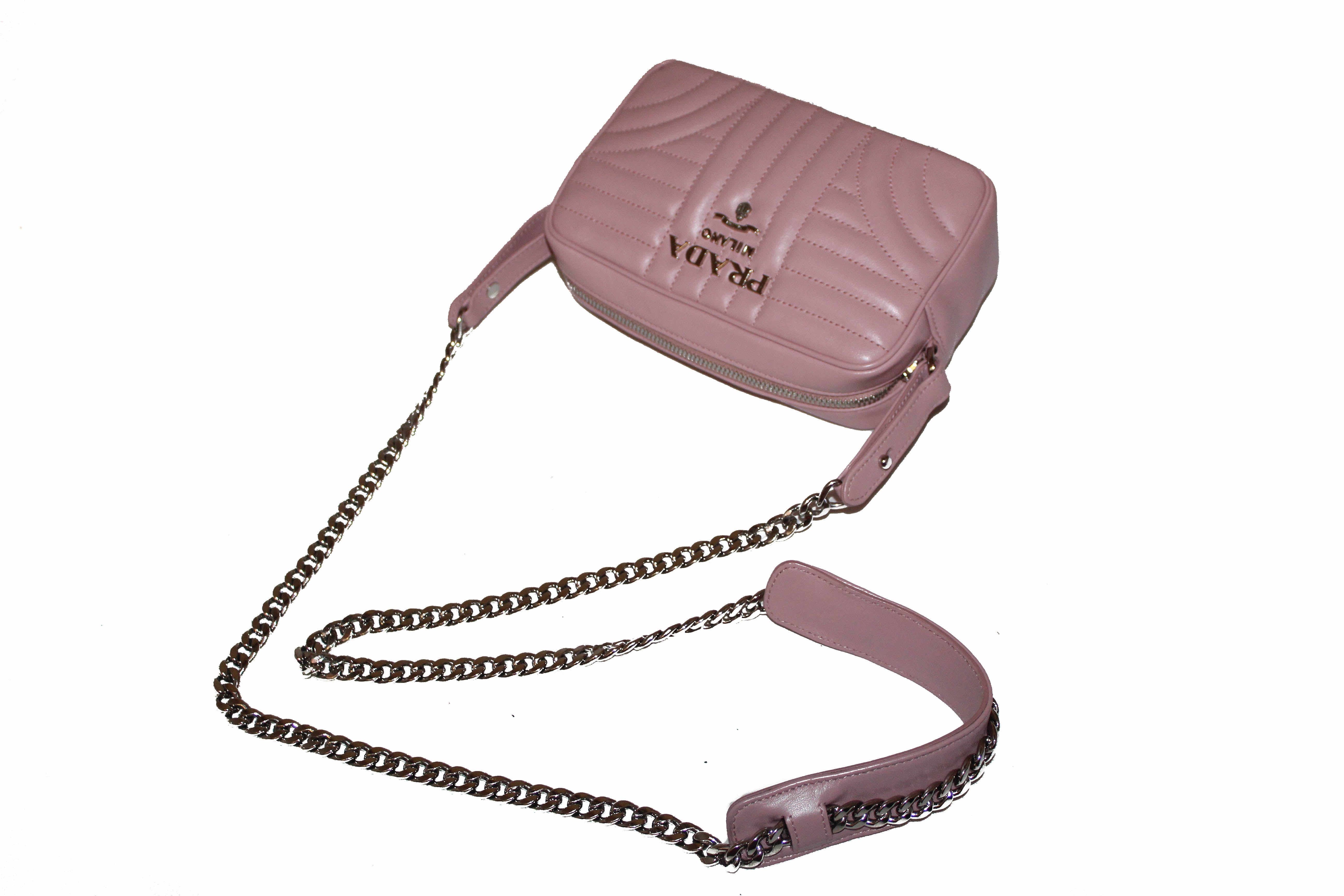 Prada Pink Diagramme Leather Camera Crossbody Bag at 1stDibs