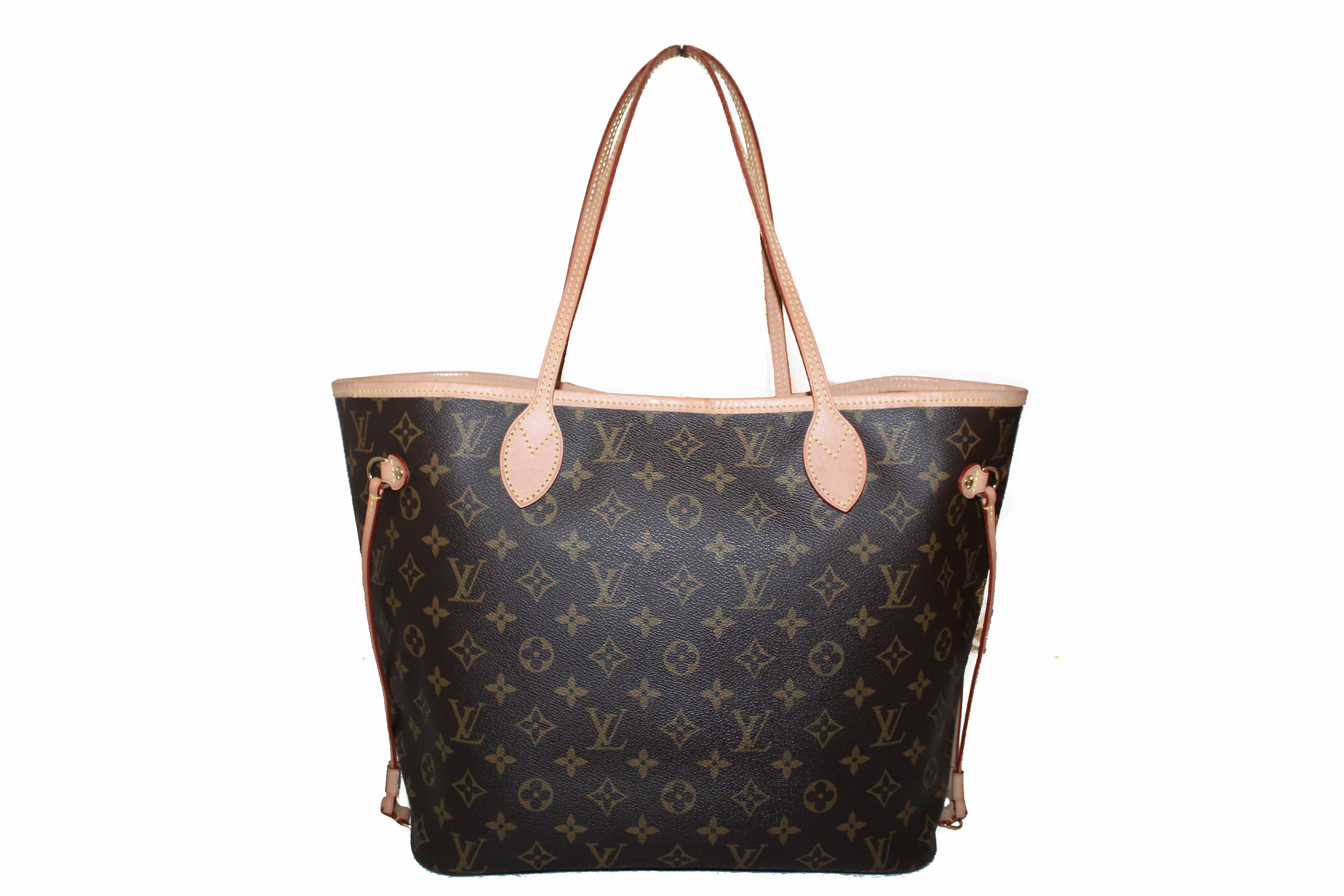 Louis Vuitton LV Women Neverfull MM Tote Black Pink Grained
