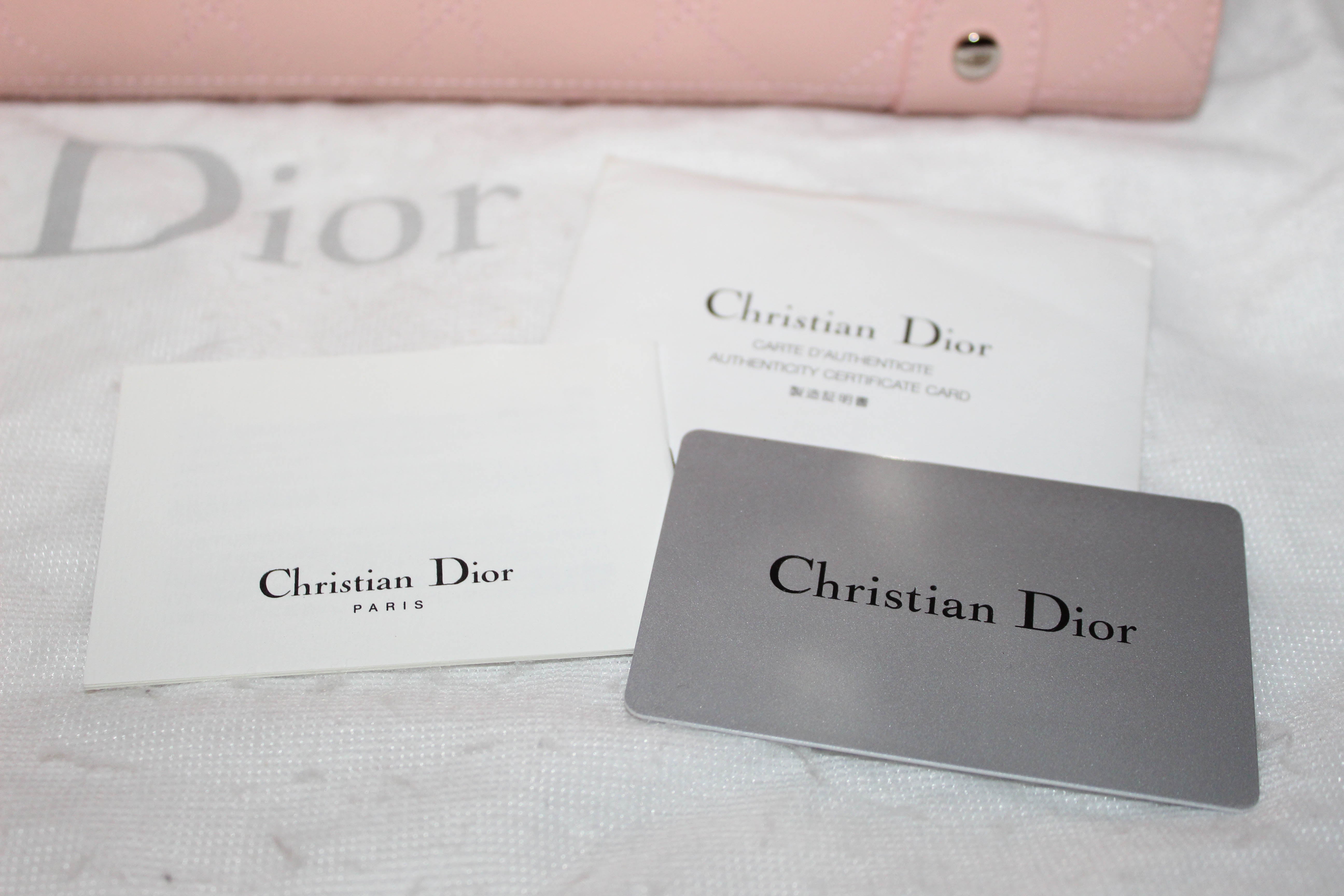 Authentic Christian Dior Pink Calfskin Leather Tote Shoulder Bag
