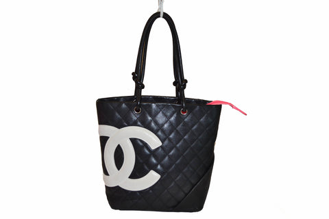 Authentic Chanel Black Petite Cambon Tote Shoulder Bag