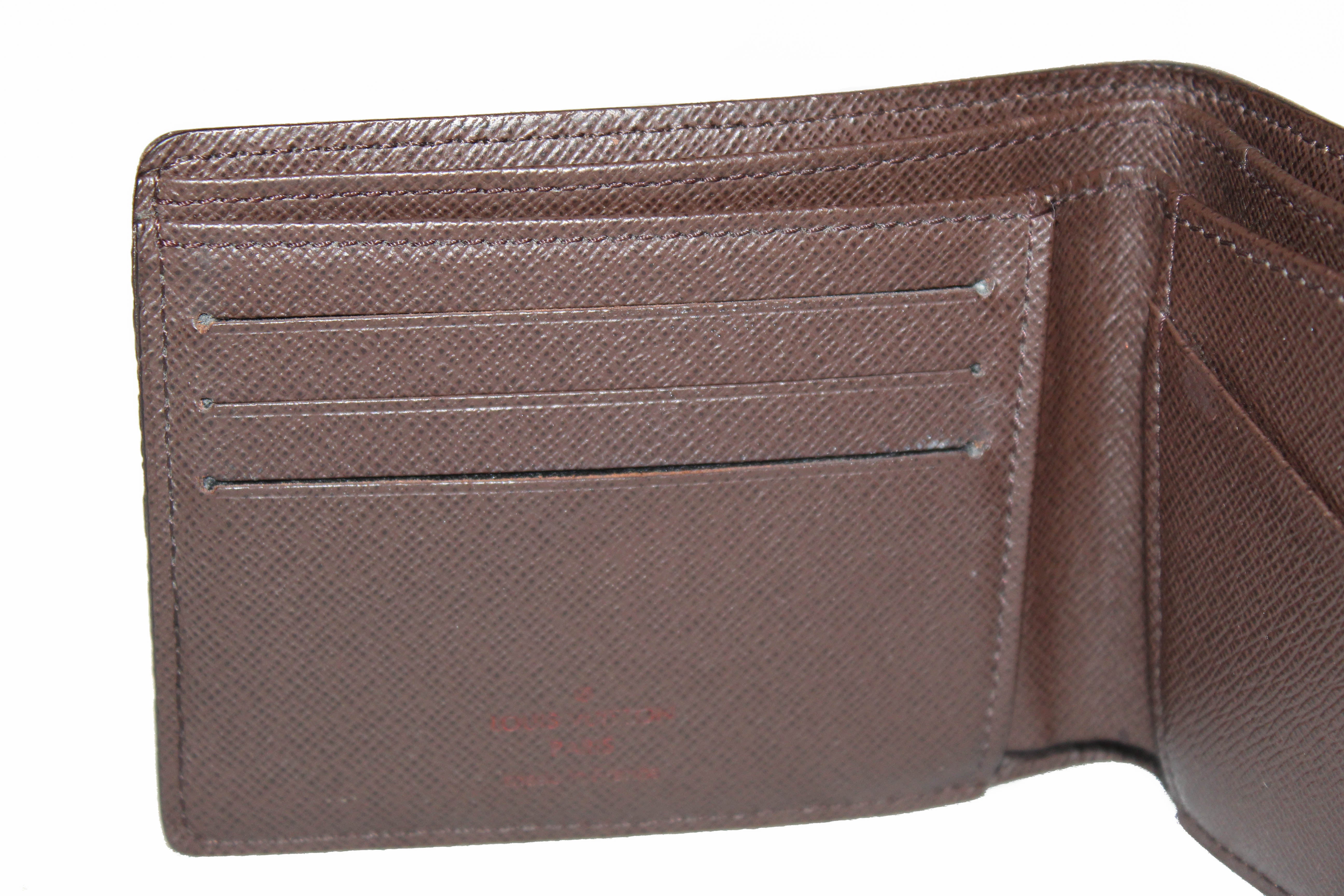 Louis Vuitton Men Dark Brown Calf Leather Multiple Compartment Wallet
