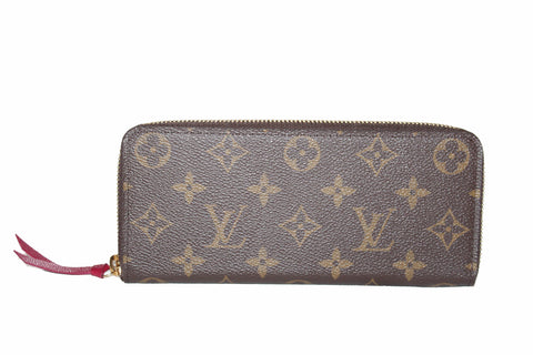 Authentic New Louis Vuitton Classic Monogram Fuchsia Clemence Wallet