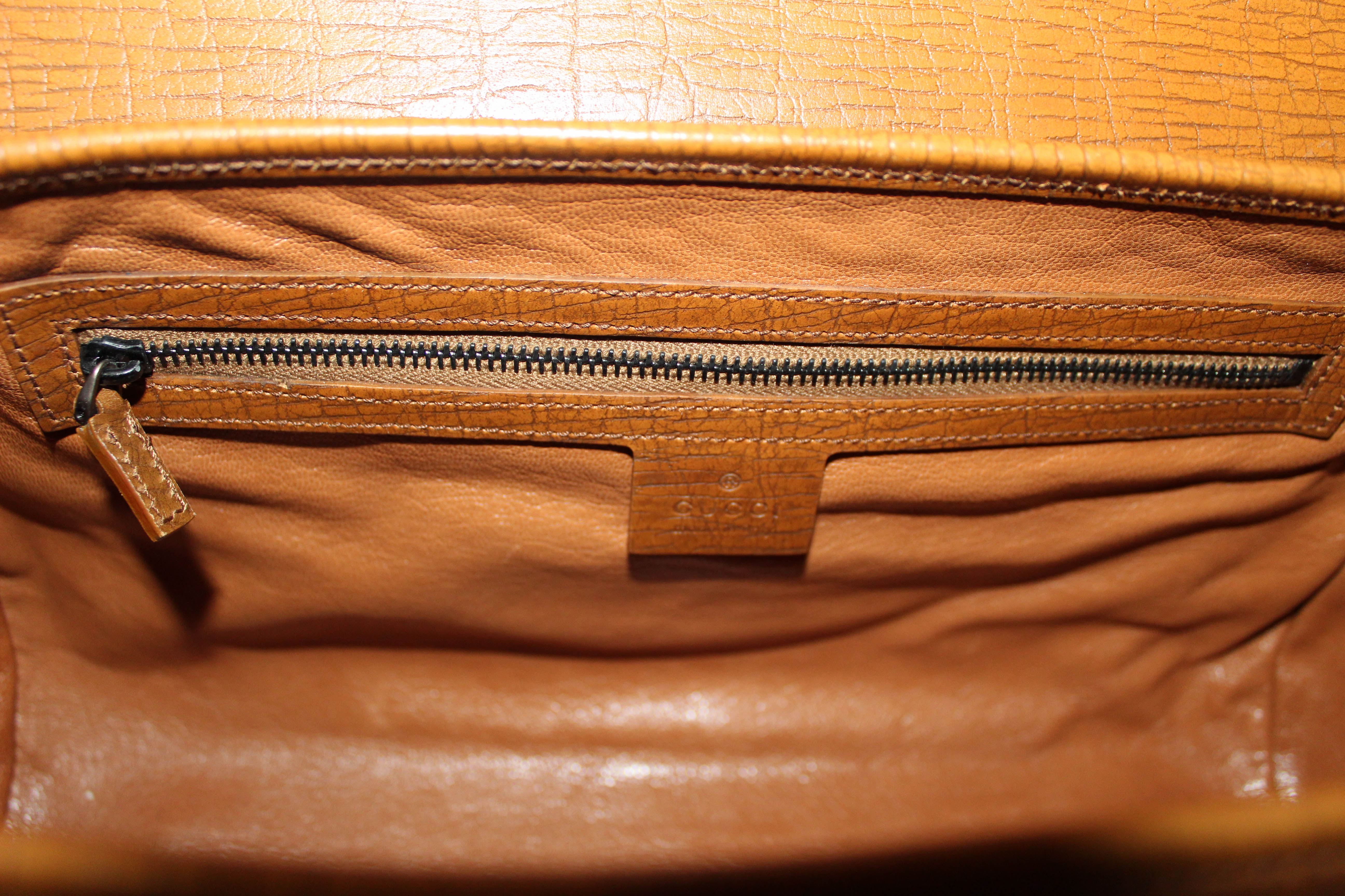 Authentic Gucci Brown Bullet Bamboo Leather Shoulder Bag