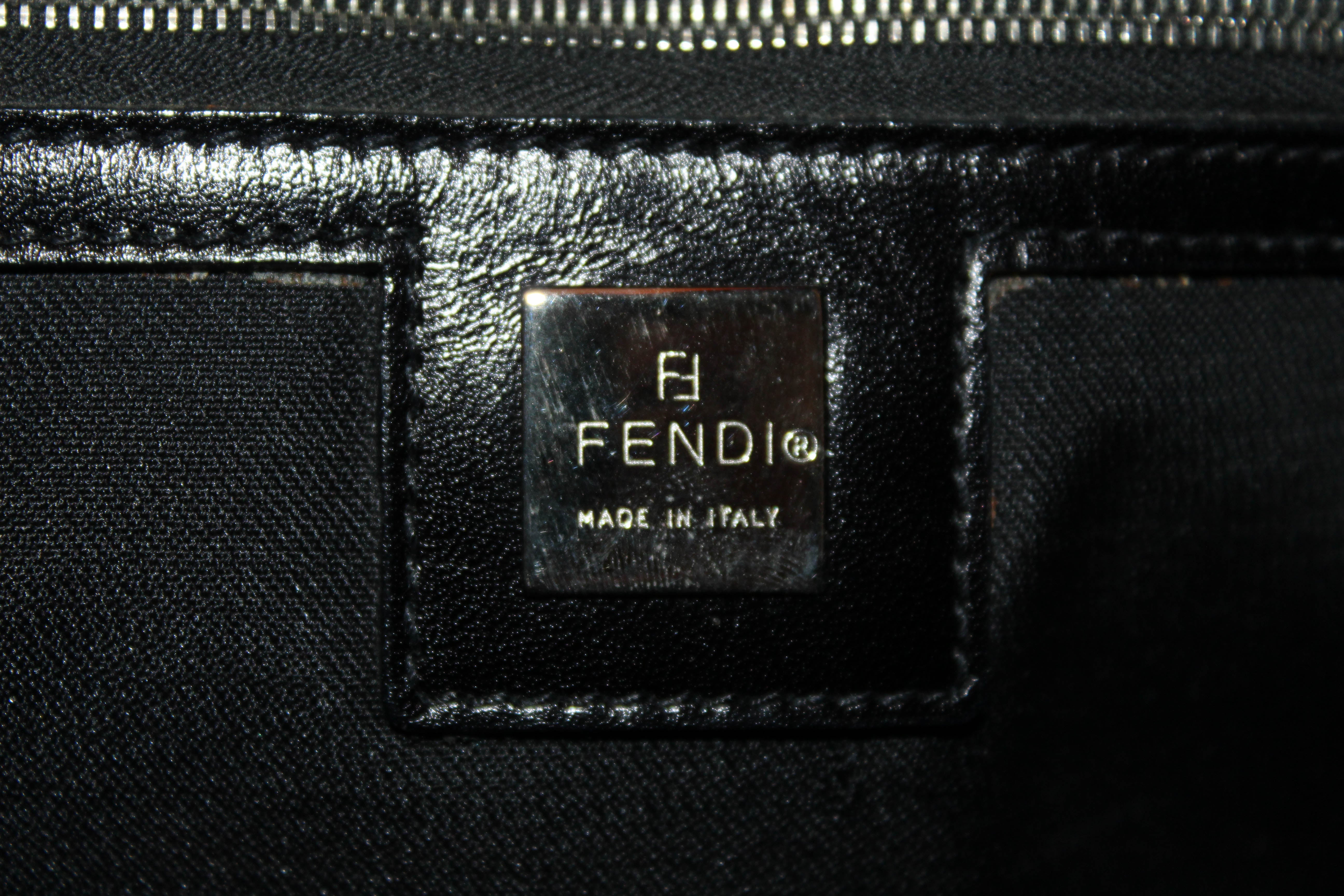 Authentic Fendi Black Suede Leather Medium Tote Shoulder Bag