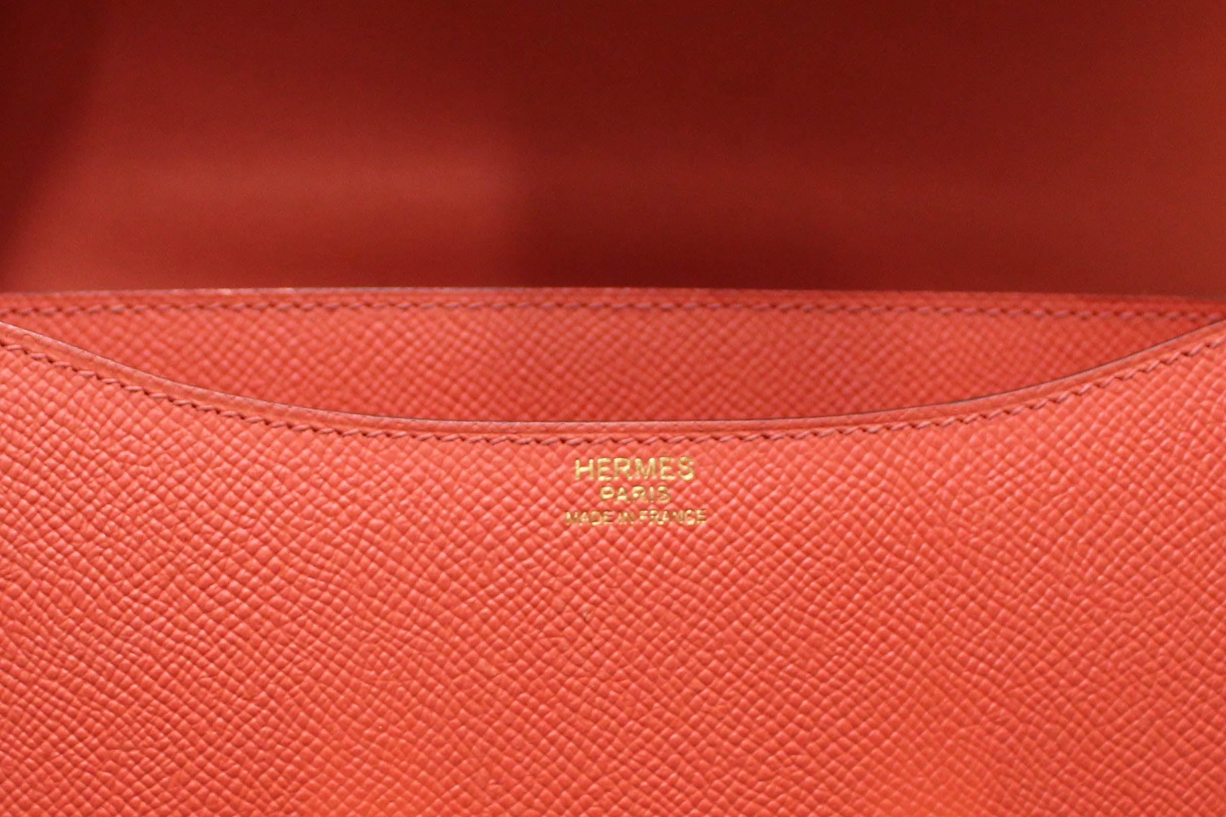 Authentic Hermes Tomate Orange Epsom Leather Constance 24 Shoulder Bag