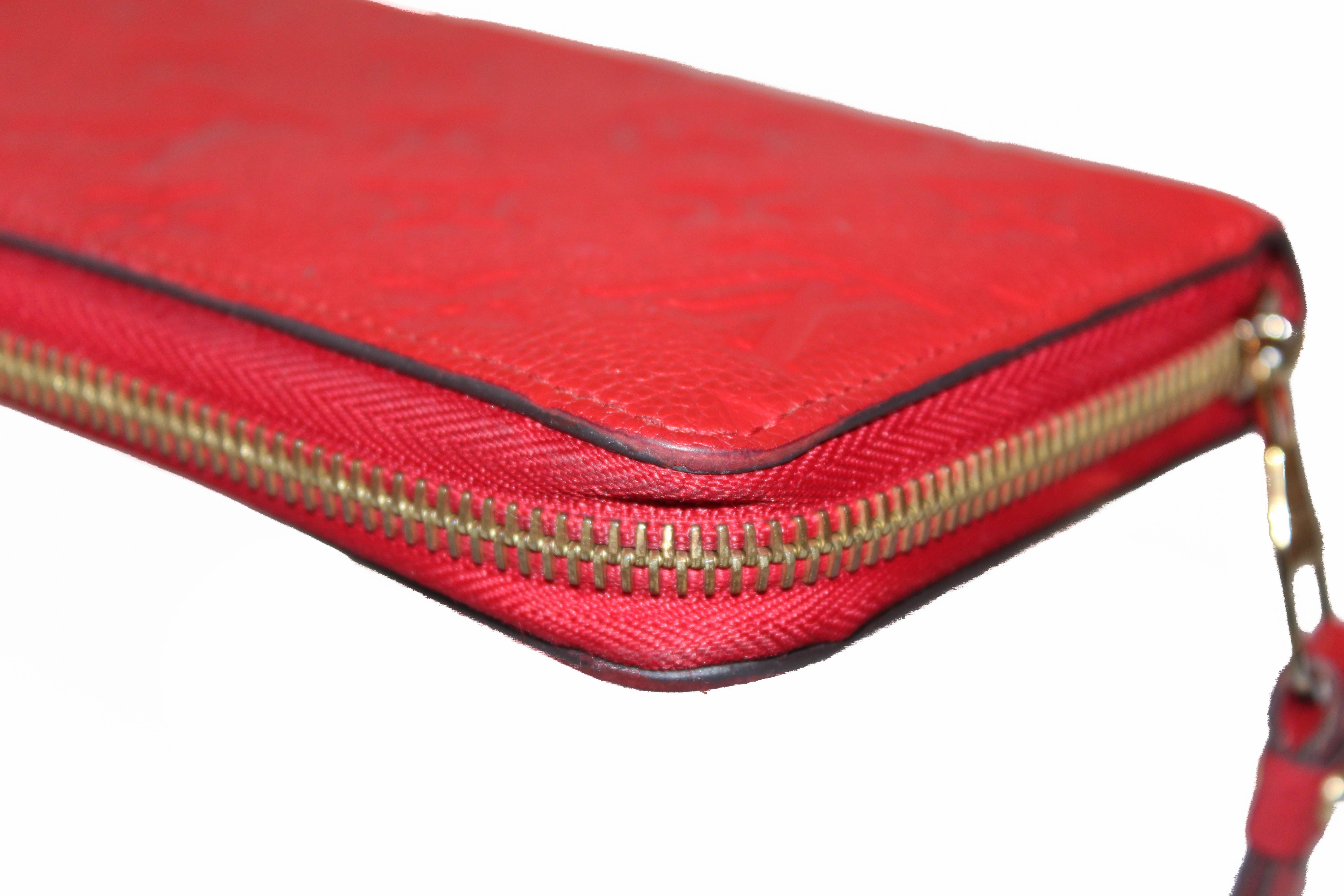 Authentic Louis Vuitton Red Empreinte Leather Zippy Wallet