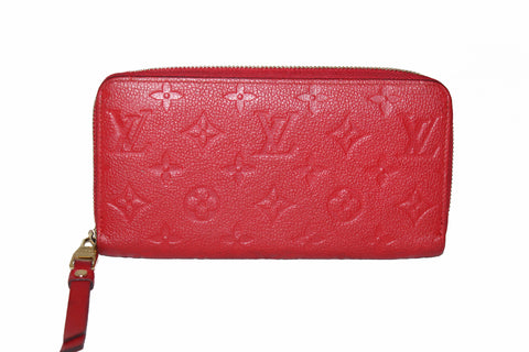 Authentic Louis Vuitton Red Empreinte Leather Zippy Wallet