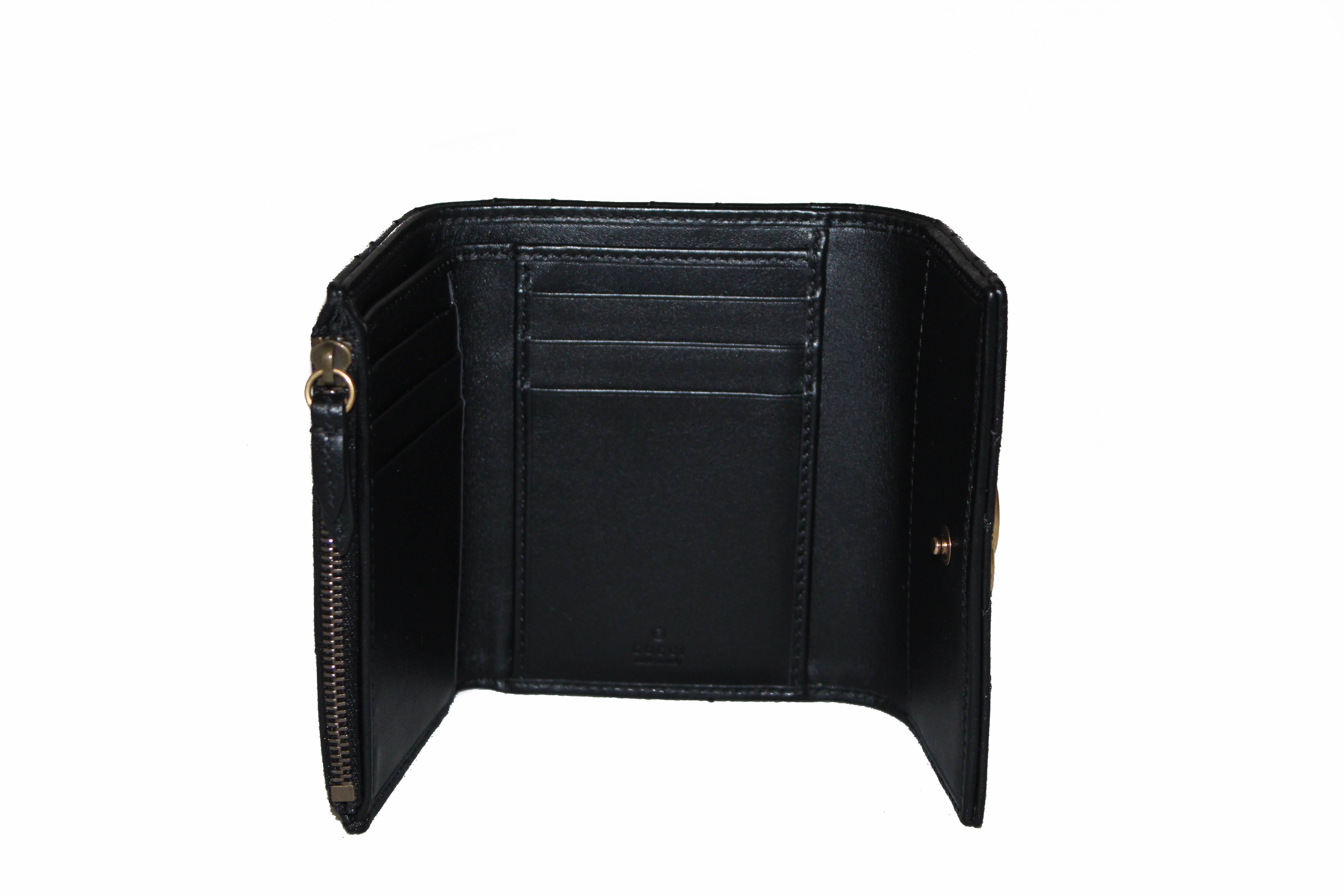 Authentic Gucci Black Marmont Chevron Leather Wallet