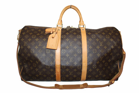 Authentic Louis Vuitton Classic Monogram Keepall 55 Travel Bag