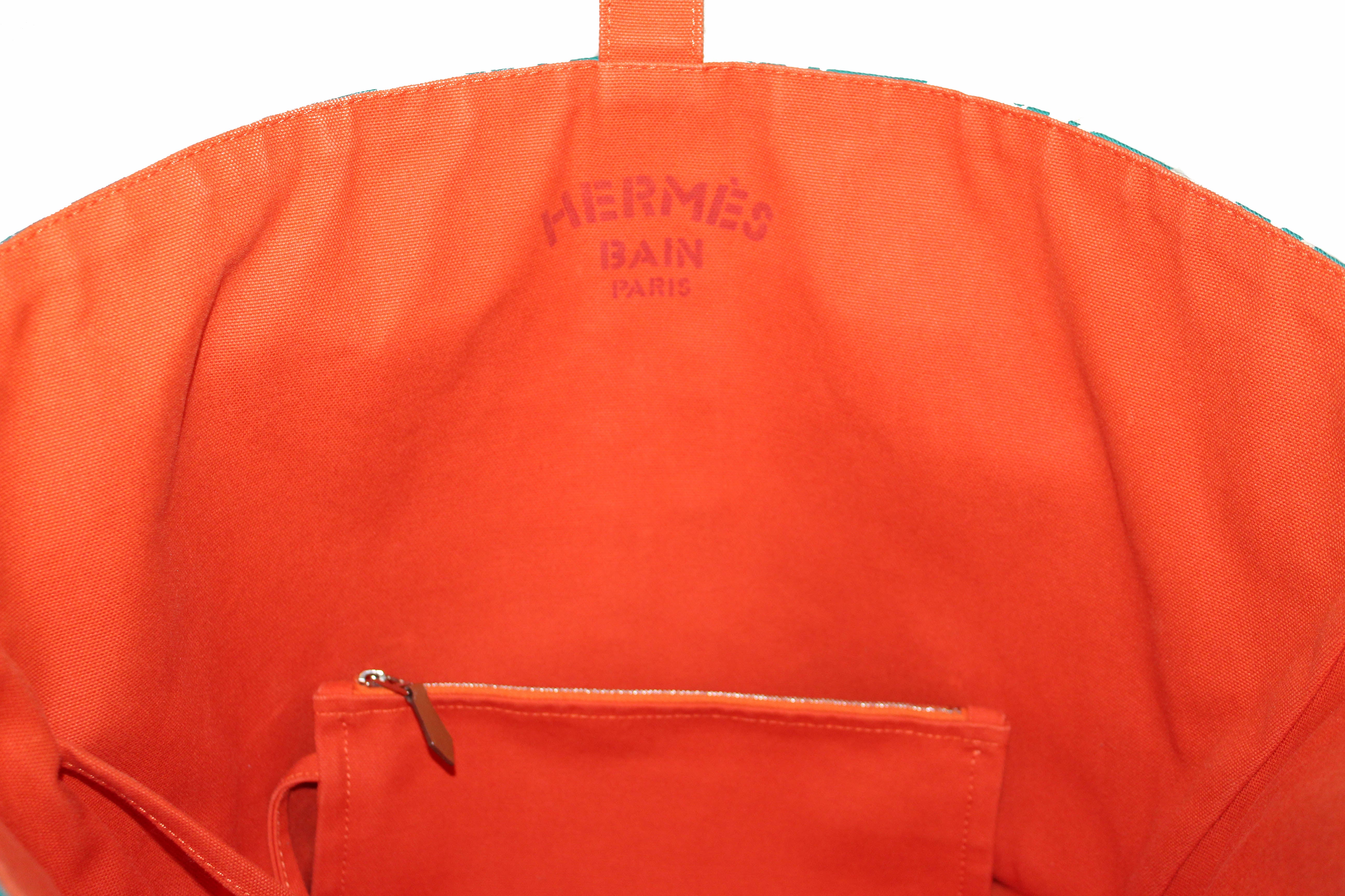 HERMES Authentic Orange Canvas Cabag Elan PM Tote Bag 95% new
