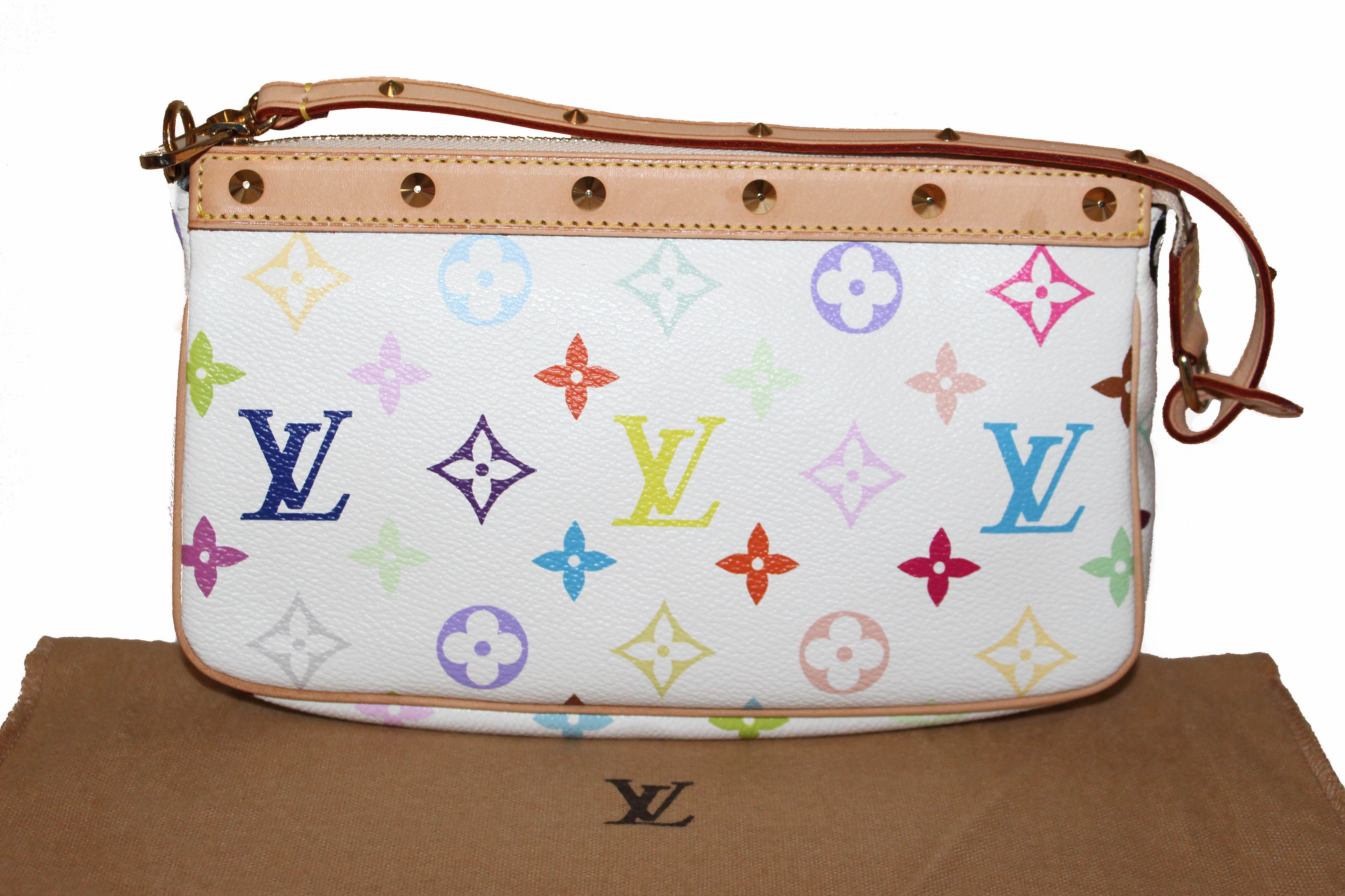 Louis Vuitton, Bags, Authentic Rare Louis Vuitton Monogram Multicolore  Pochette Accessories White