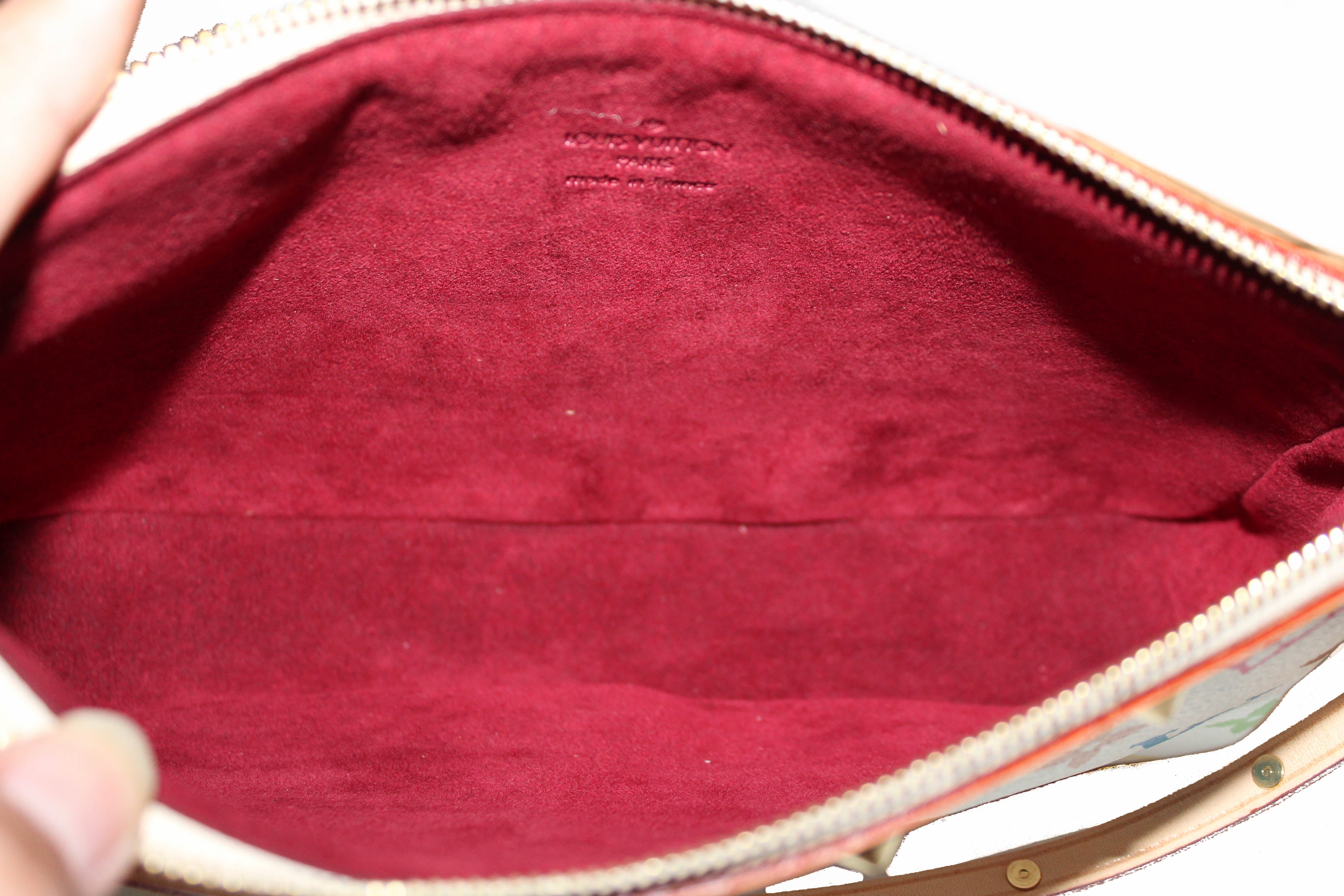 Authentic New Louis Vuitton White Multicolor Pochette Accessories Handbag