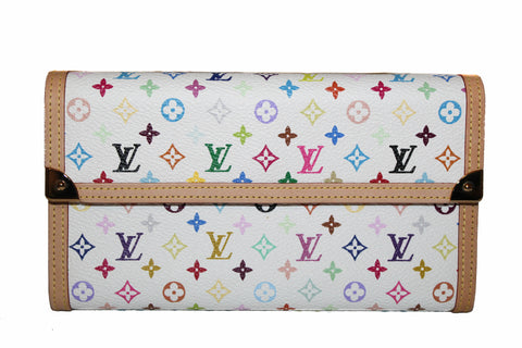 Authentic New Louis Vuitton White Multicolore Canvas  Tri-fold PTI Wallet