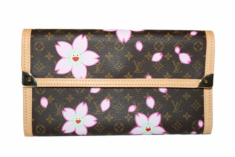 Authentic New Louis Vuitton Brown Cherry Blossom Tri-fold PTI Wallet