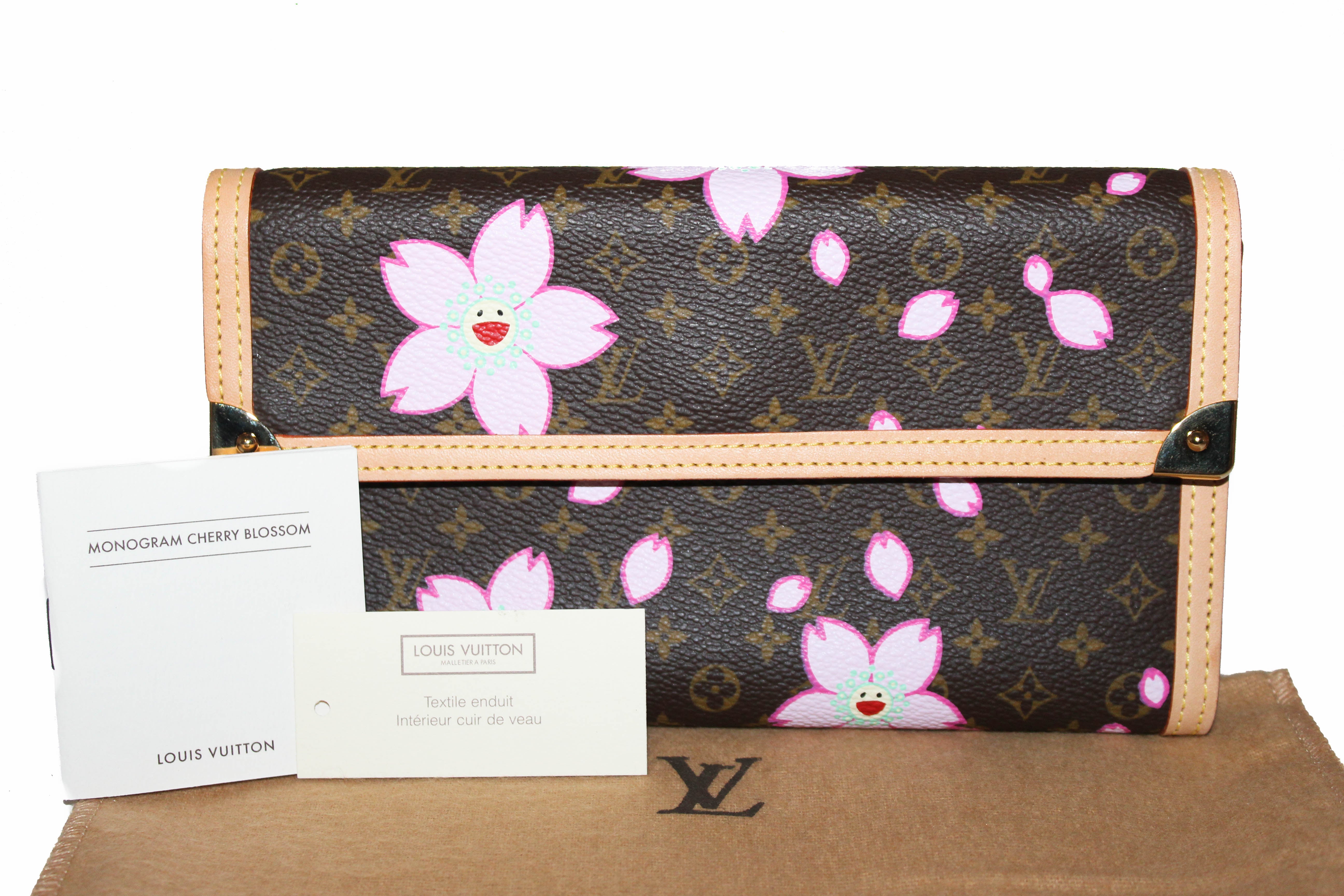 Authentic New Louis Vuitton Brown Cherry Blossom Tri-fold PTI Wallet
