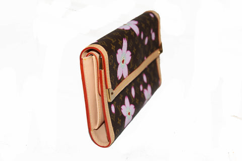 Authentic New Louis Vuitton Brown Cherry Blossom Tri-fold PTI Wallet