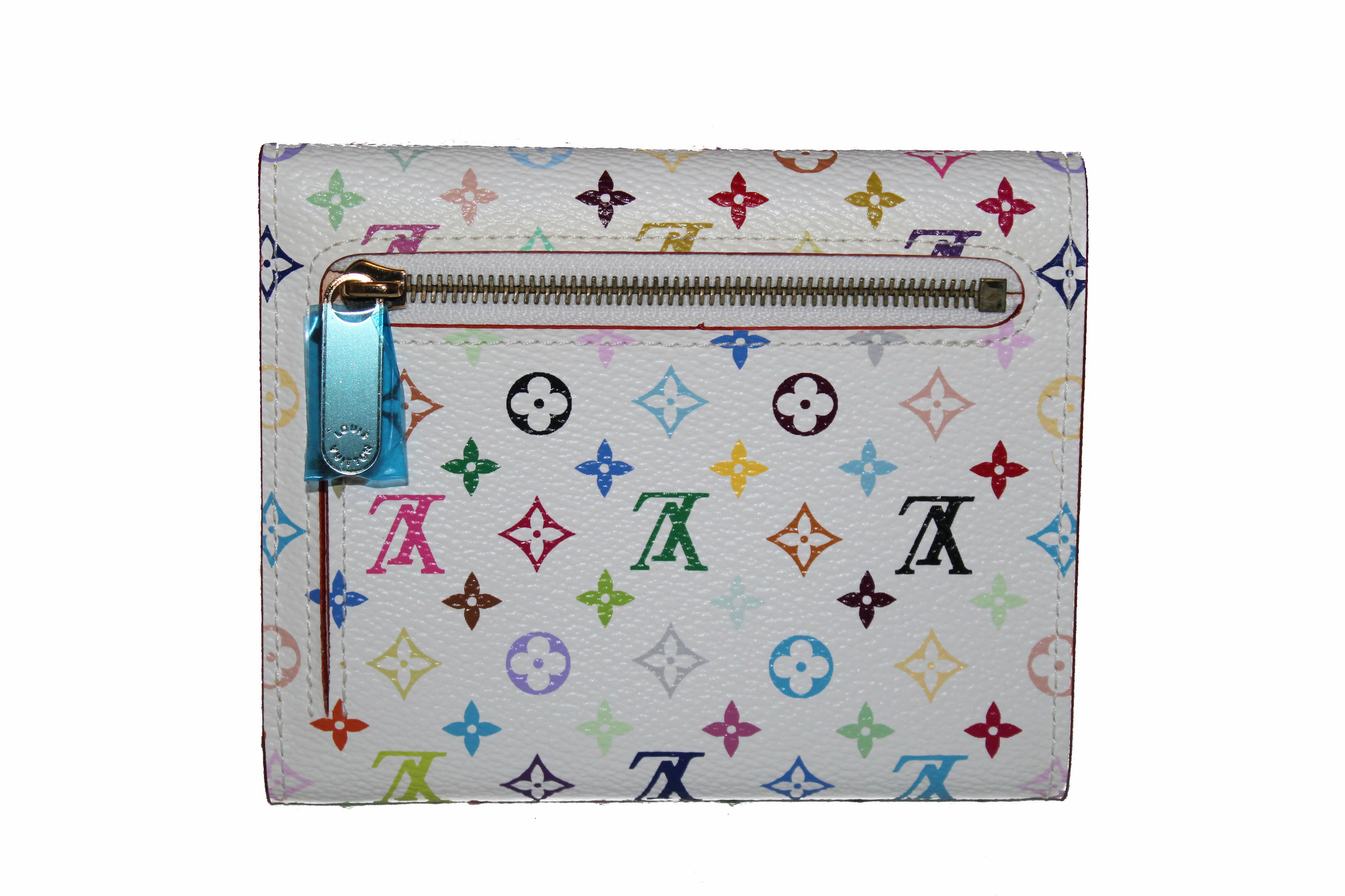 louis vuitton white wallet with colored letters
