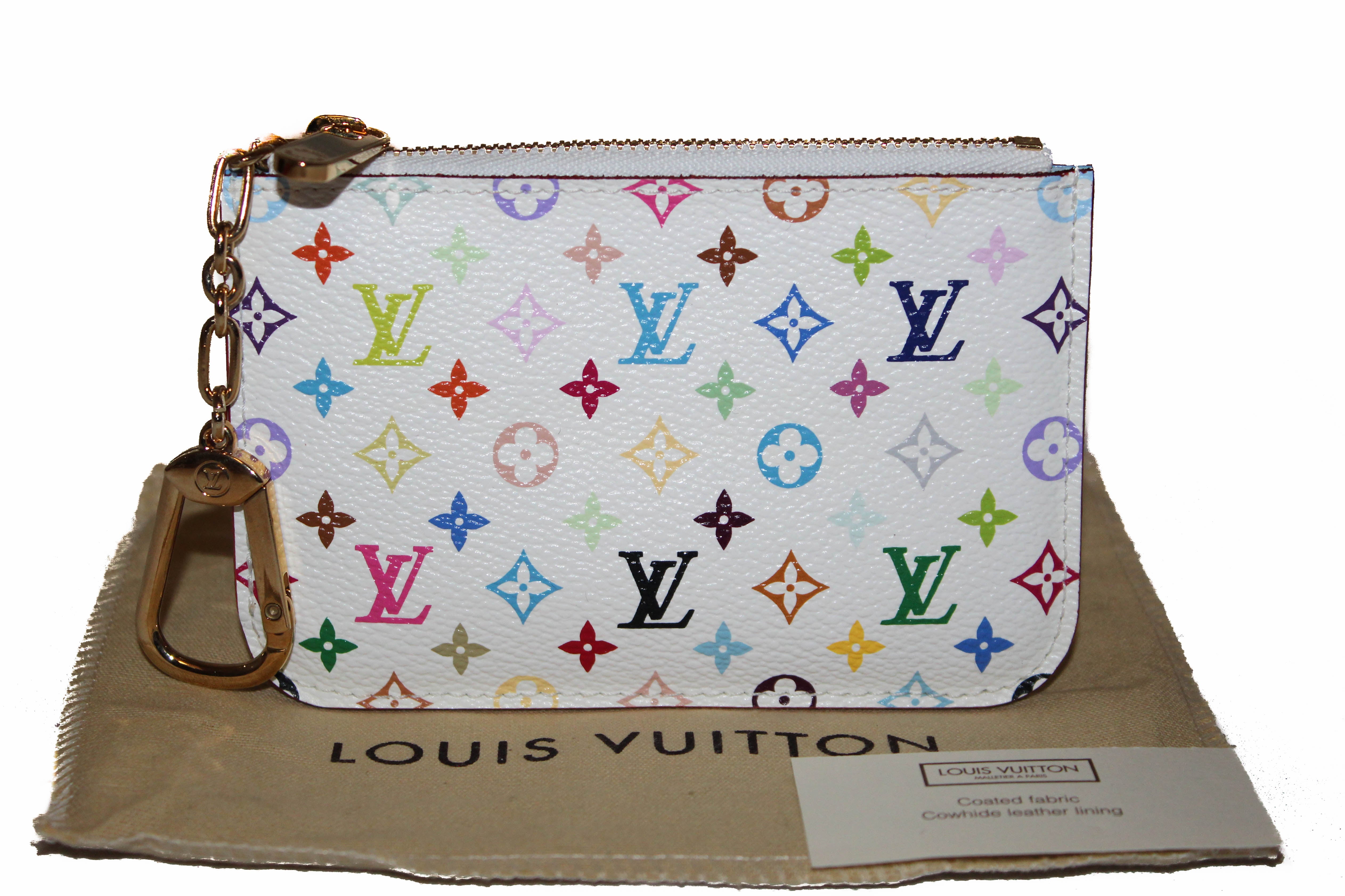 Authentic New Louis Vuitton White Multicolore Pochette Cle Key