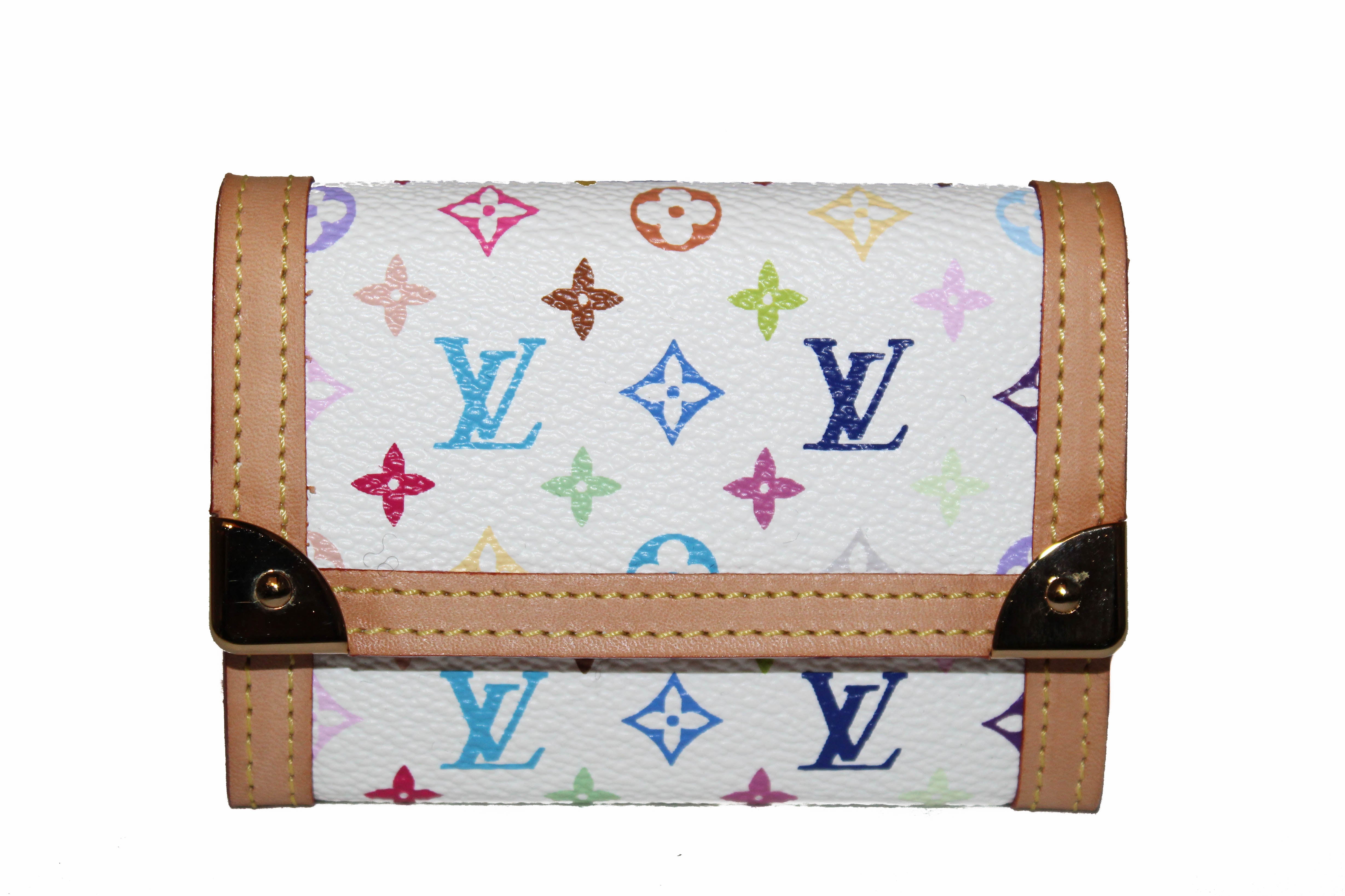 Authentic New Louis Vuitton White Multicolor Canvas Coin Card
