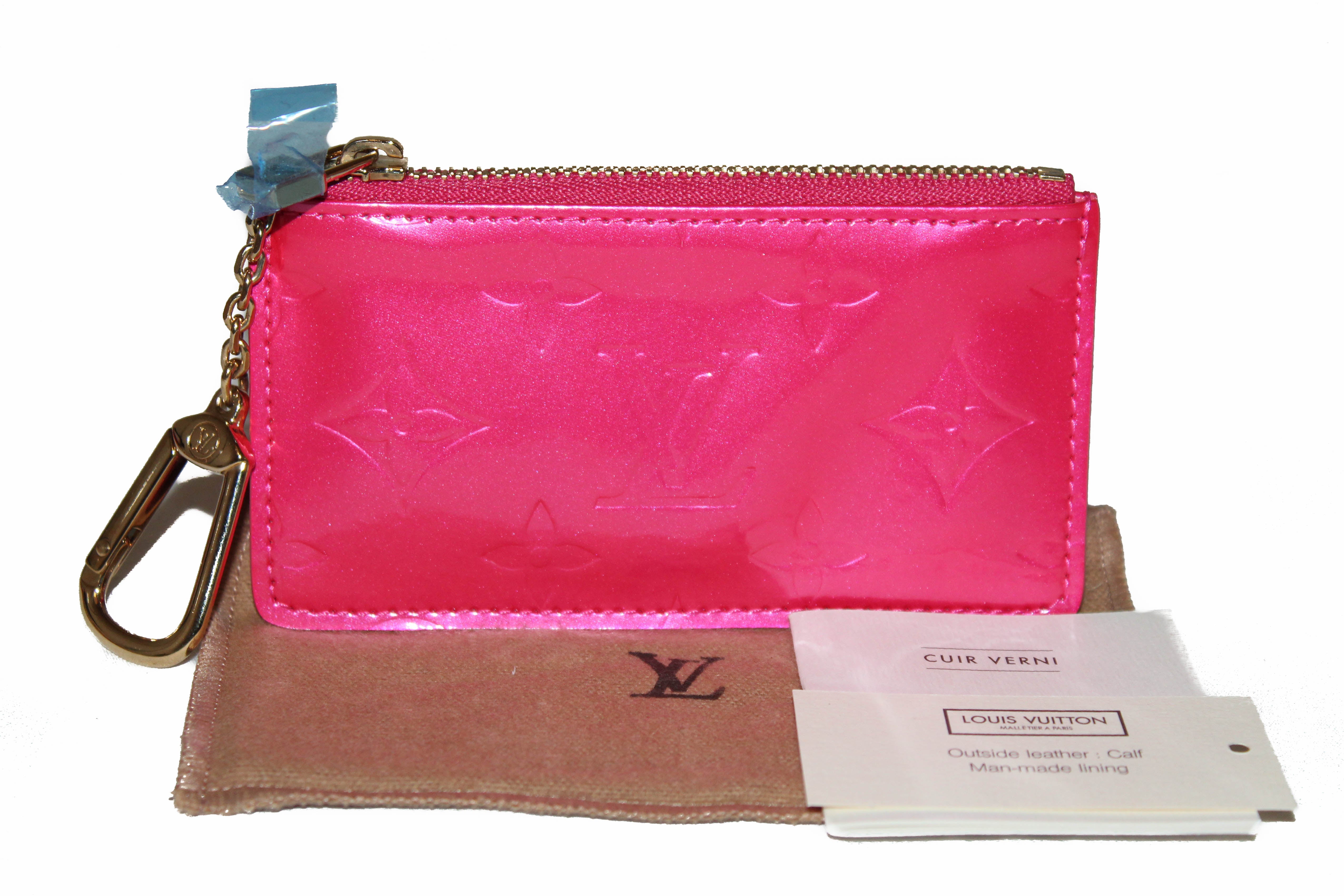 Authentic New Louis Vuitton Pink Vernis Pochette Cle Key Coin