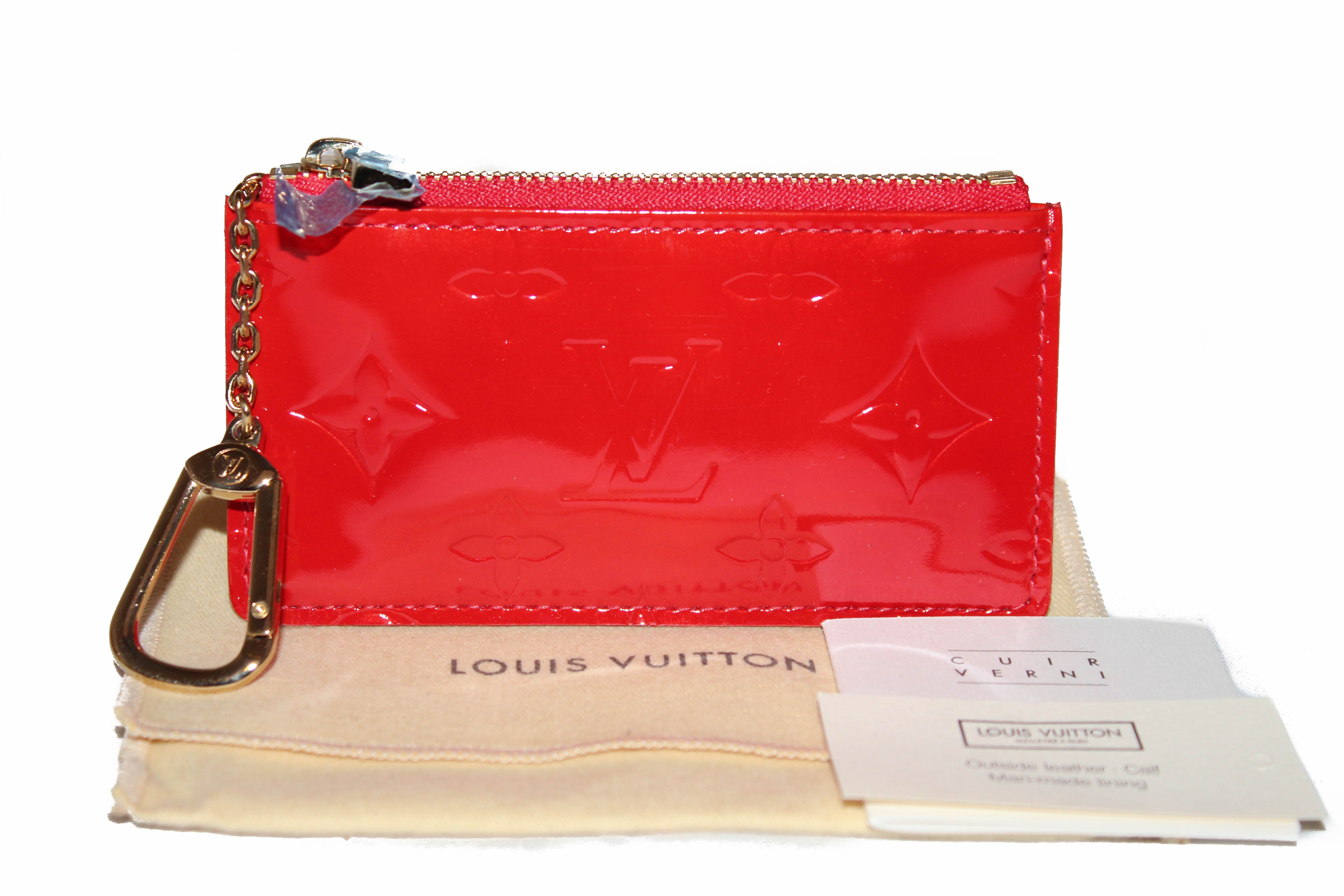 Authentic New Louis Vuitton Red Vernis Pochette Cle Key Coin Pouch Case