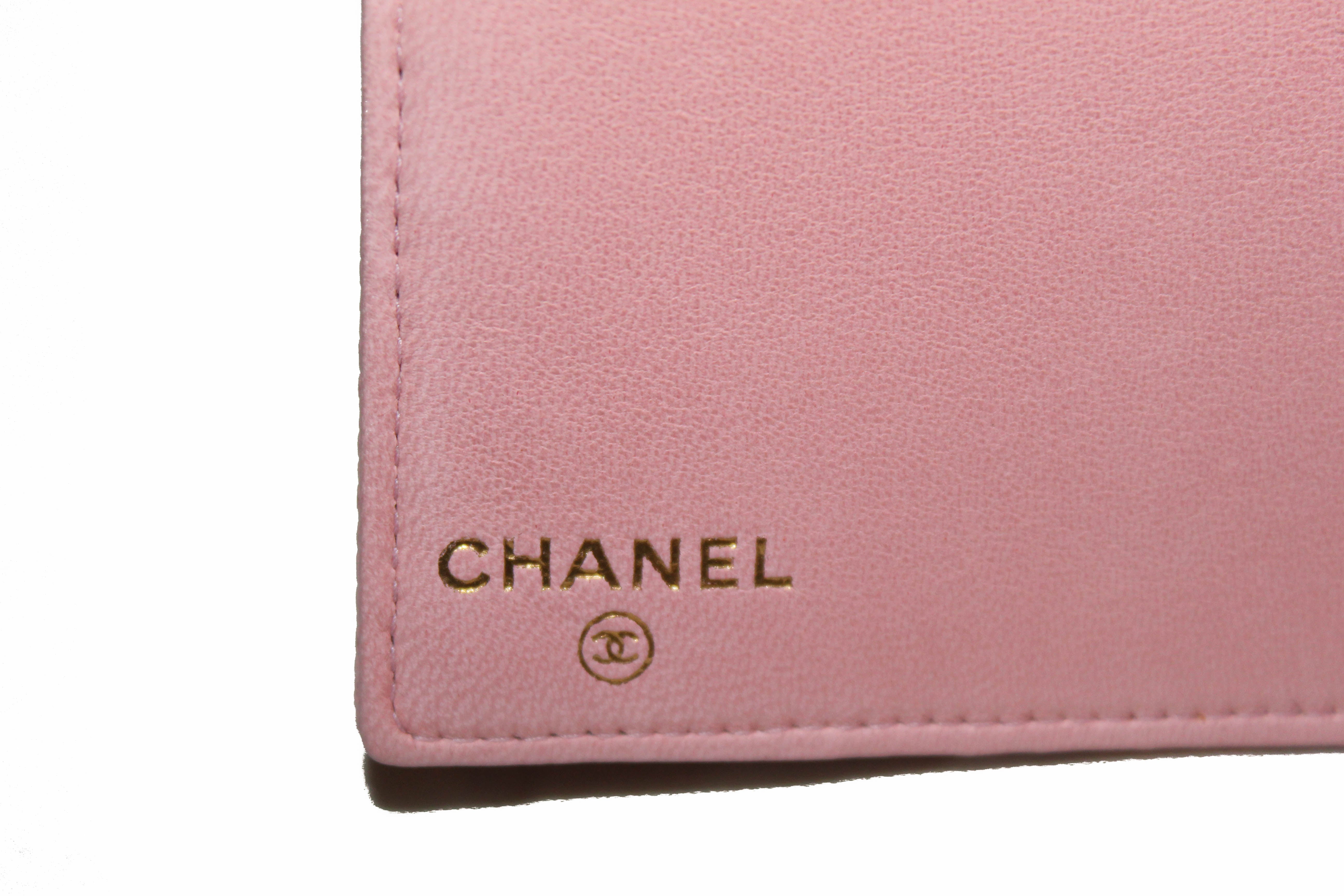 Authentic New Chanel Pink Caviar CC Leather Classic Long Wallet