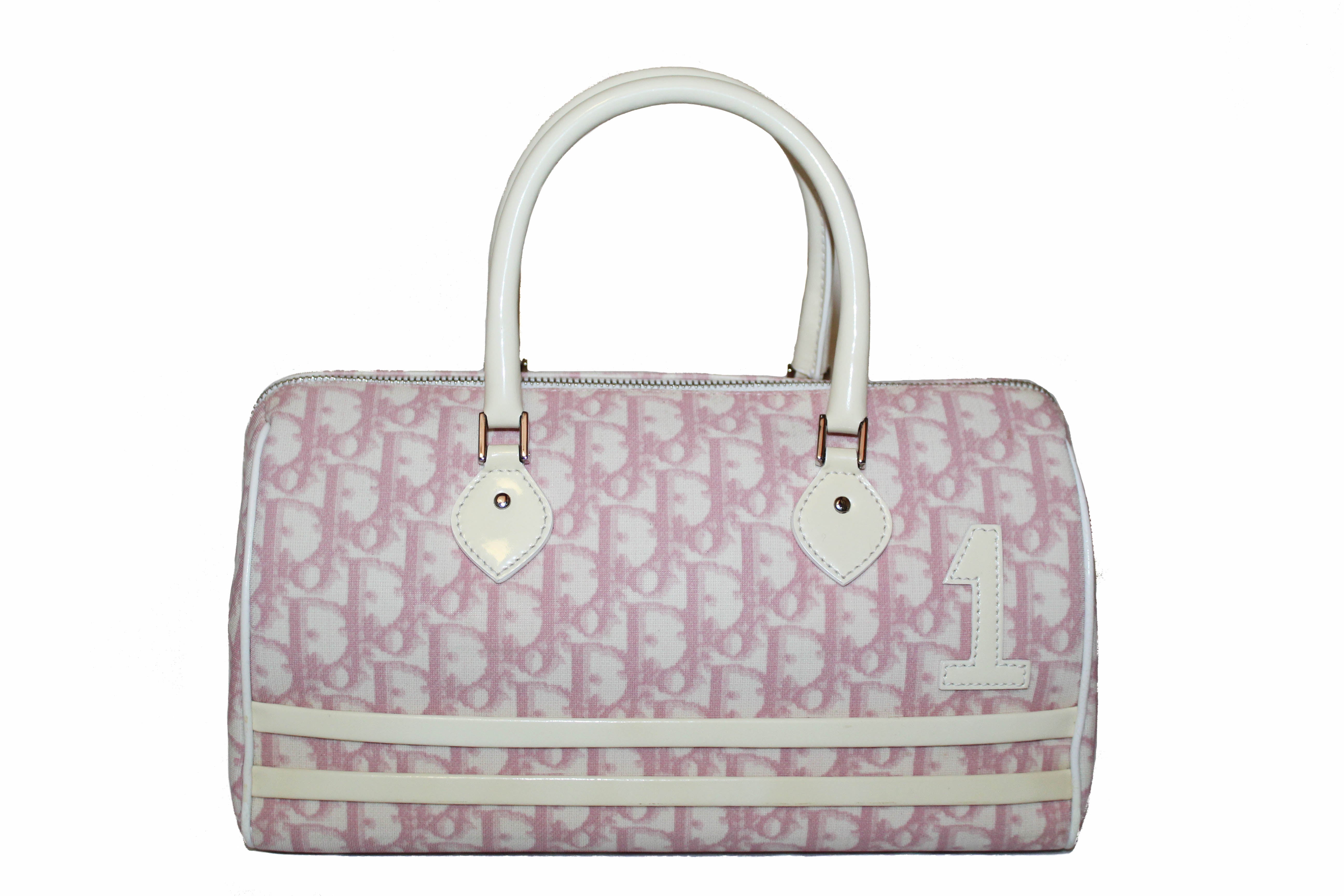 Dior, Bags, Authentic Christian Dior Monogram Pink Trotter Patent Boston  Shoulder Bag Purse