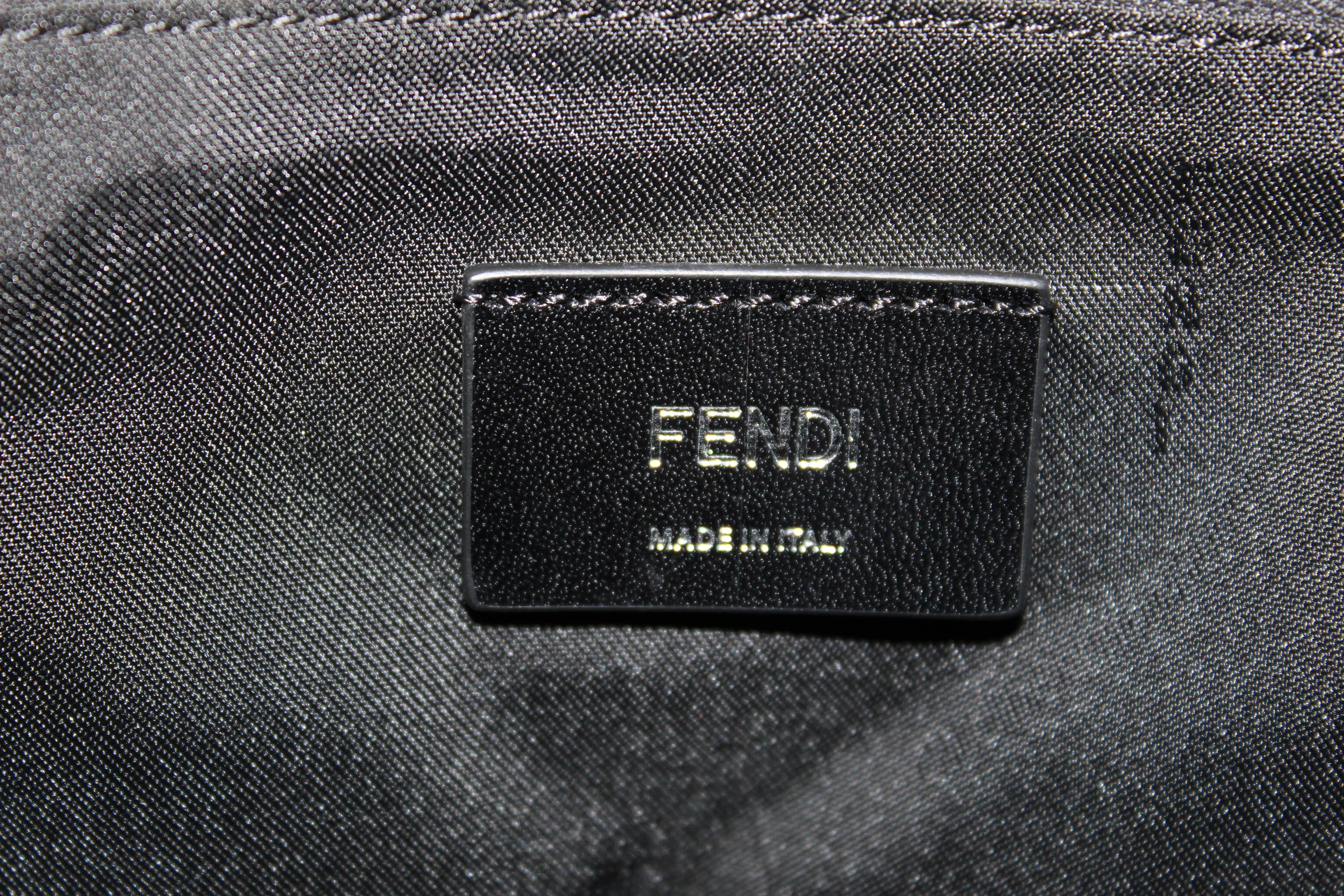 Authentic New Fendi Grey Nylon/Leather Large Backpack