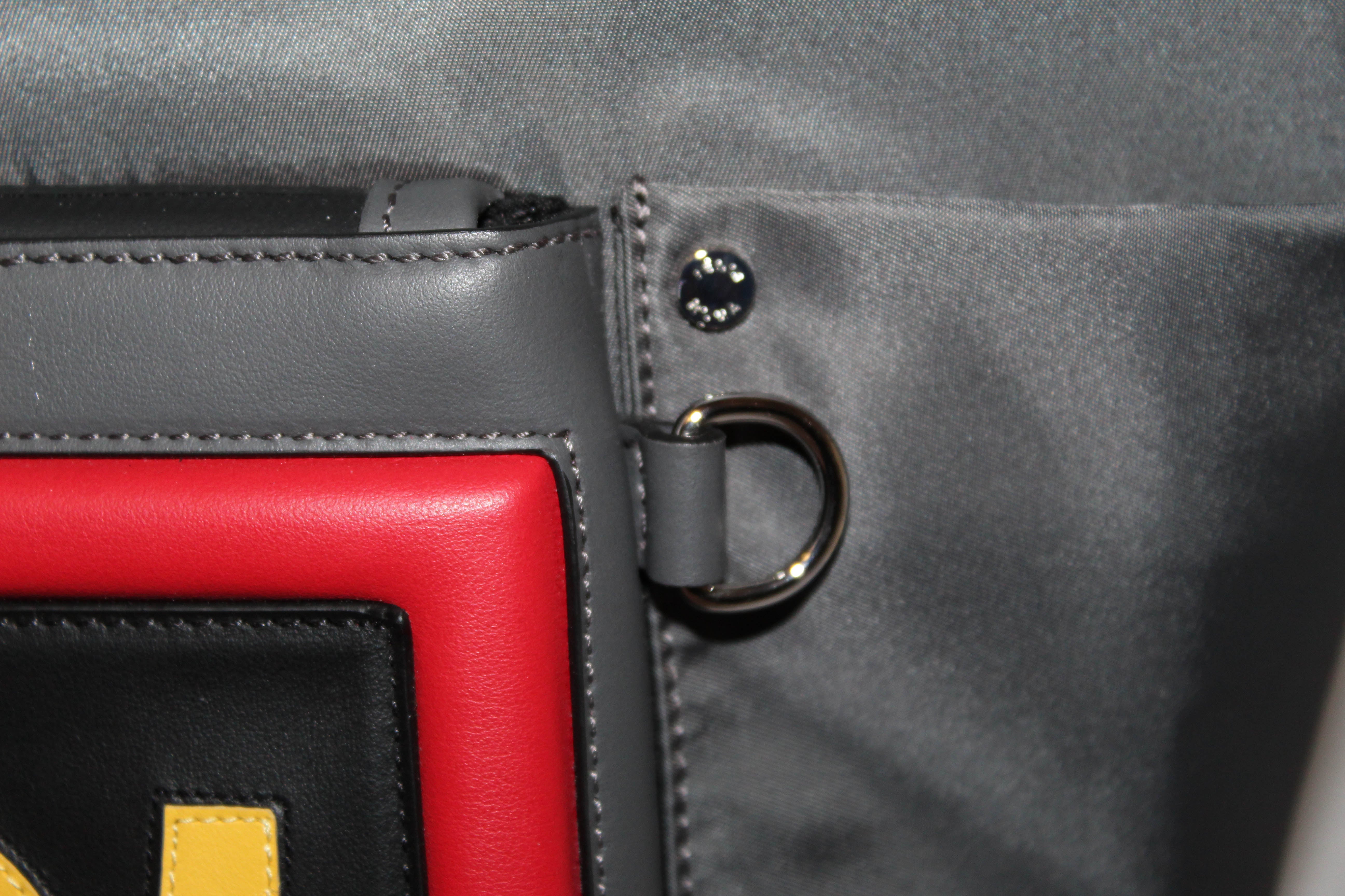 Authentic New Fendi Grey Nylon/Leather Large Backpack