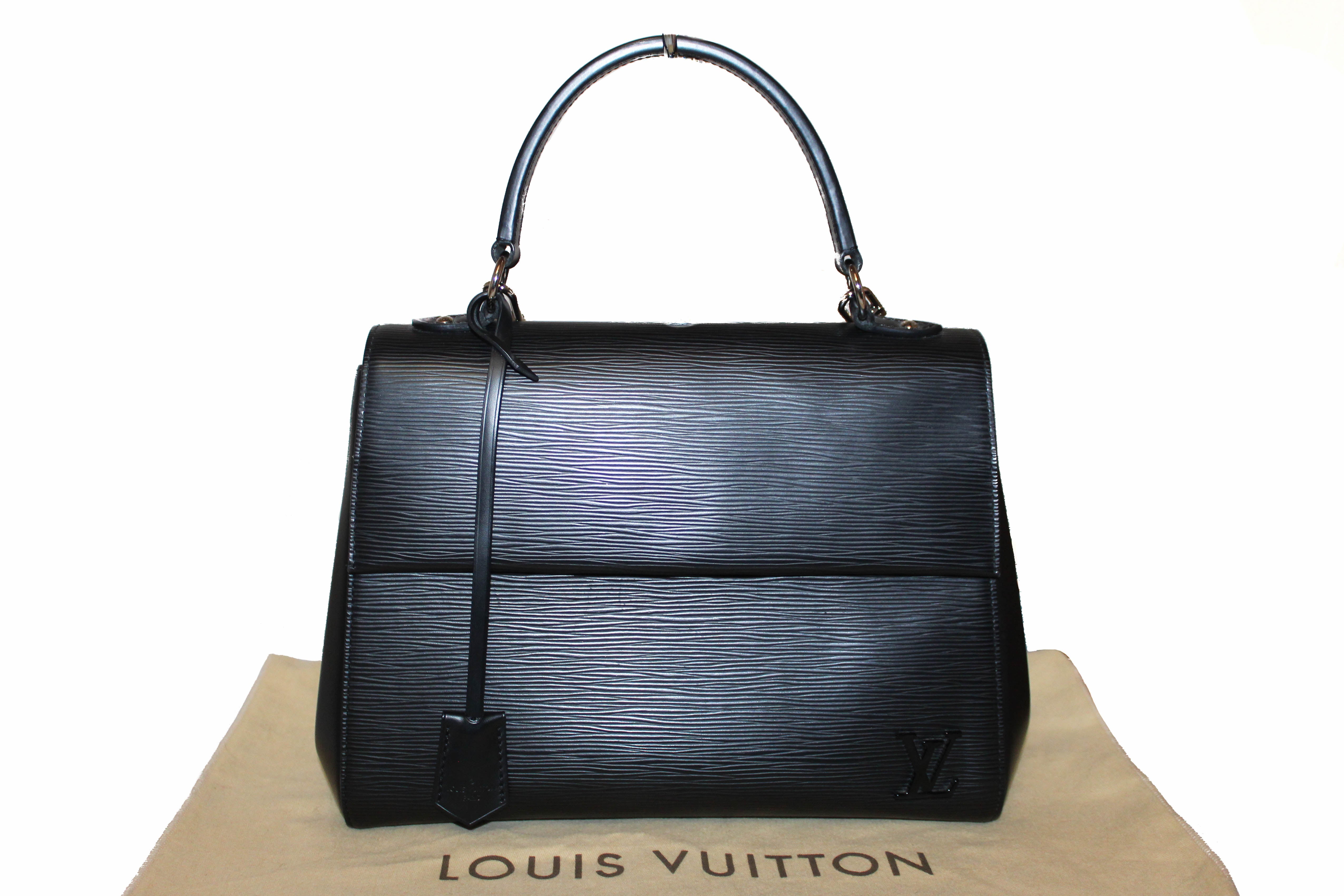 Louis Vuitton Cluny Top Handle Bag Epi Leather MM Black Authentic