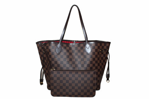 Authentic Louis Vuitton Damier Ebene Canvas Neverfull Tote Shoulder Bag