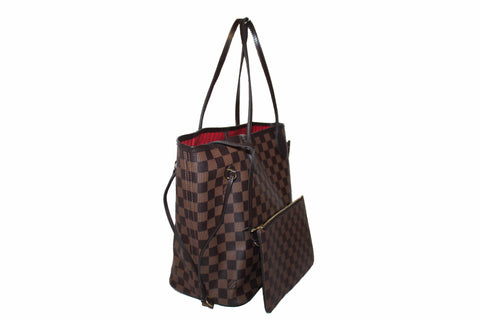 Authentic Louis Vuitton Damier Ebene Canvas Neverfull Tote Shoulder Bag