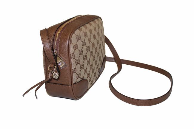 Authentic New Gucci Bree Disco Brown GG Canvas Fabric Crossbody Bag 449413