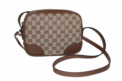 Authentic New Gucci Bree Disco Brown GG Canvas Fabric Crossbody Bag 449413