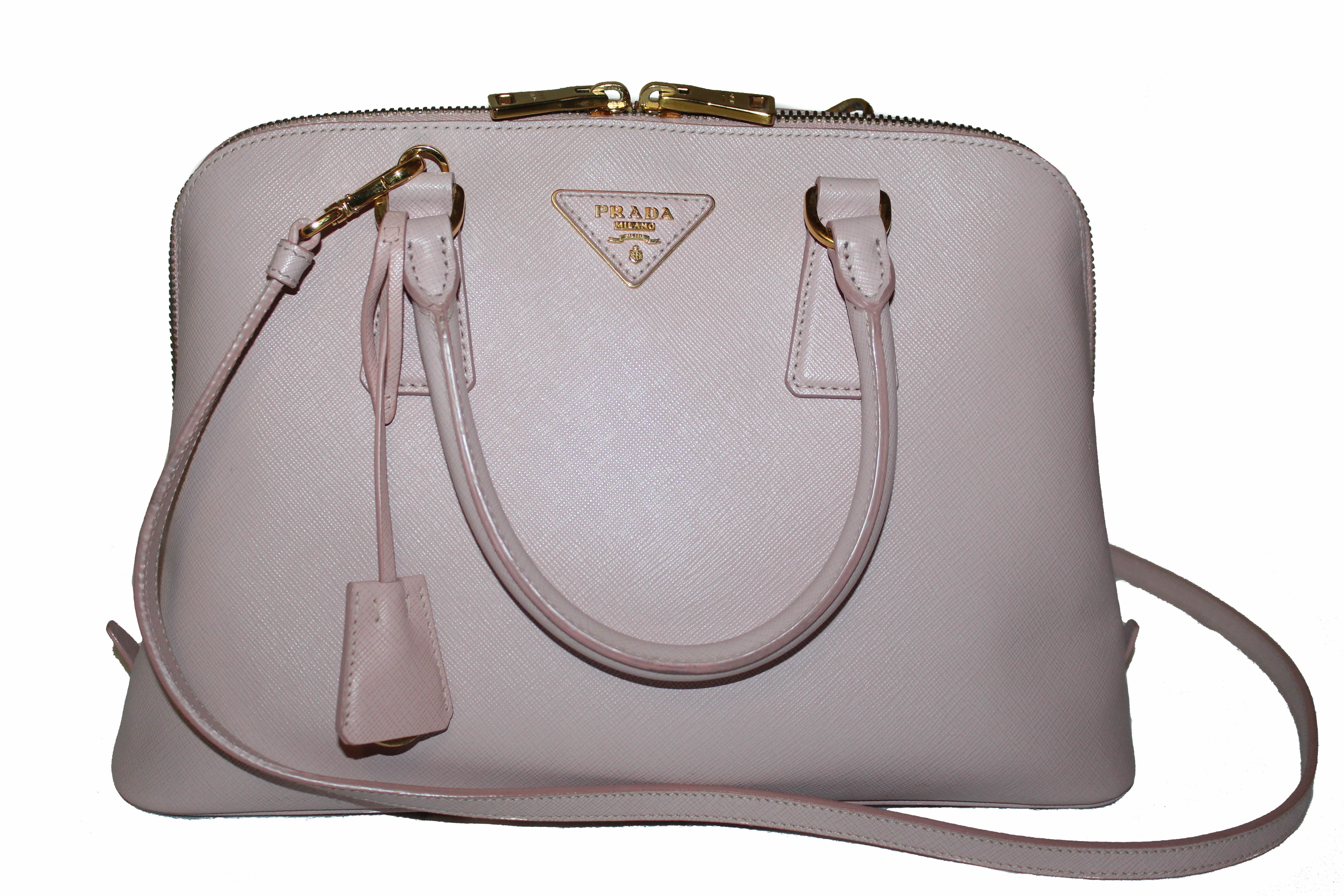 Authentic Prada Soft Pink Orchidea Saffiano Leather Promenade Bag 1BA837