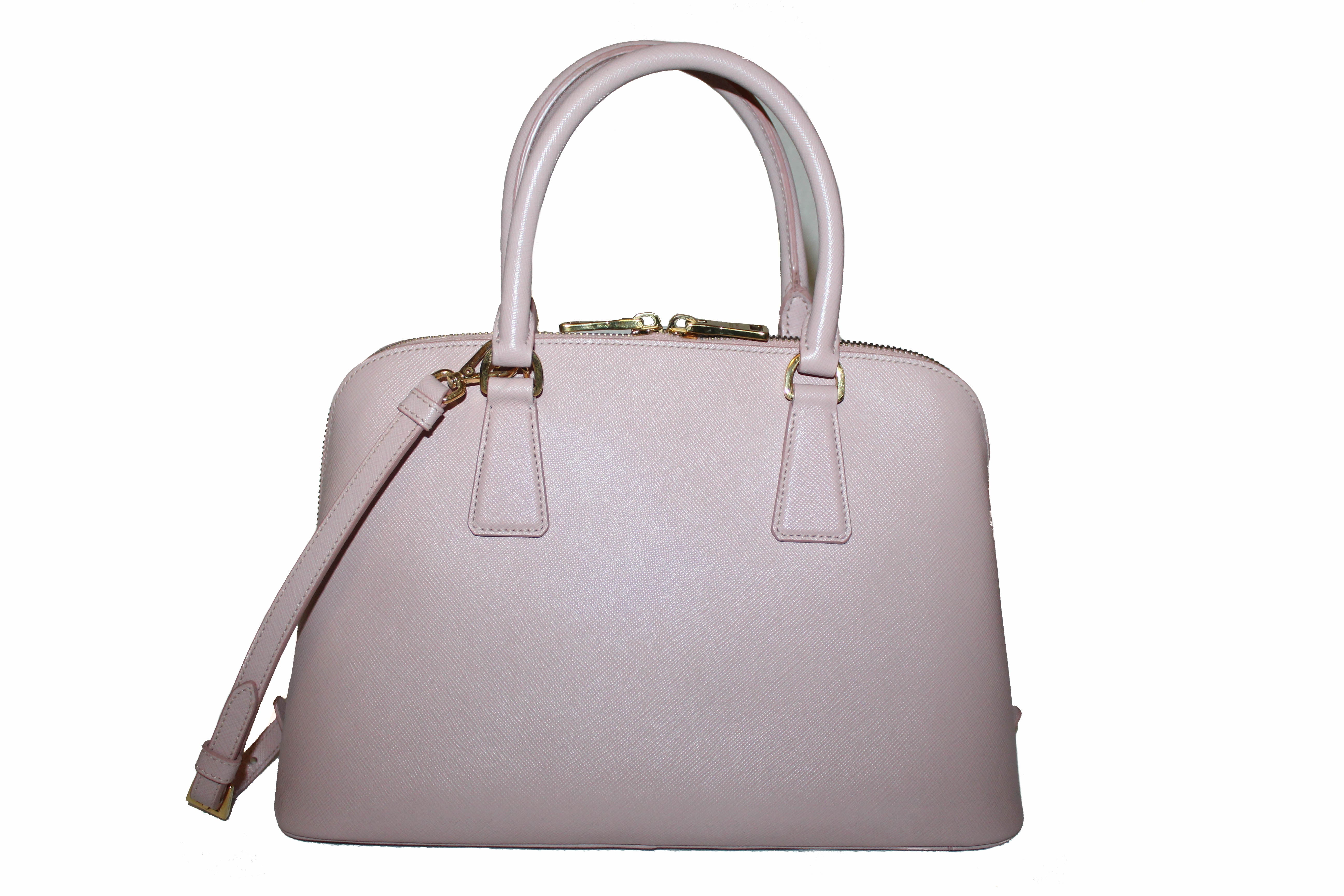 Authentic Prada Soft Pink Orchidea Saffiano Leather Promenade Bag 1BA837