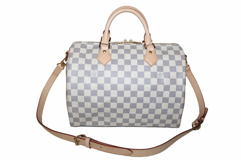 Authentic New Louis Vuitton Damier Azur Speedy 30 Bandouliere Hand/Shoulder/Crossbody Bag