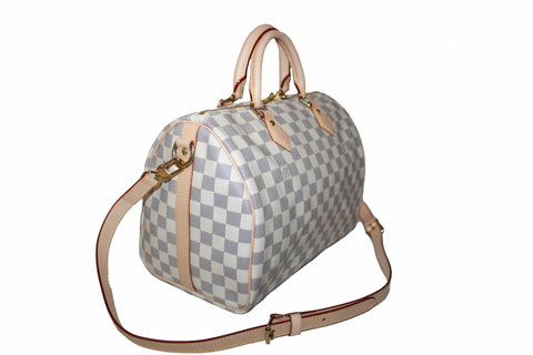 Authentic New Louis Vuitton Damier Azur Speedy 30 Bandouliere Hand/Shoulder/Crossbody Bag