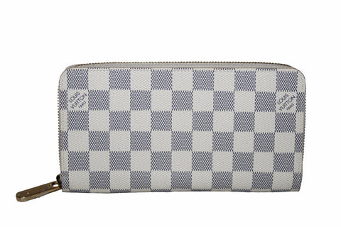 Authentic New Louis Vuitton Damier Azur Canvas Zippy Wallet