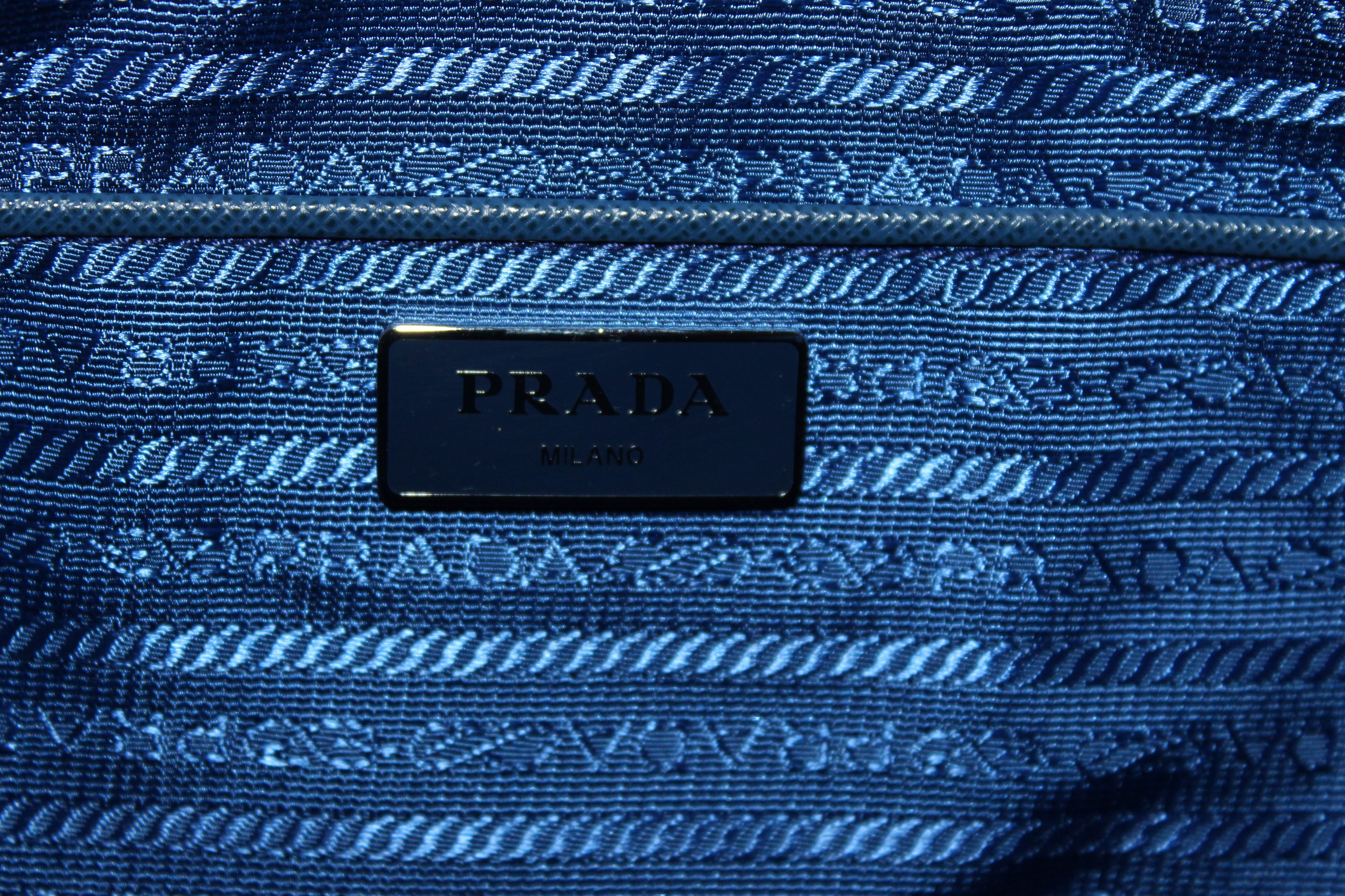 Blue Prada Tessuto Reversible Tote Bag