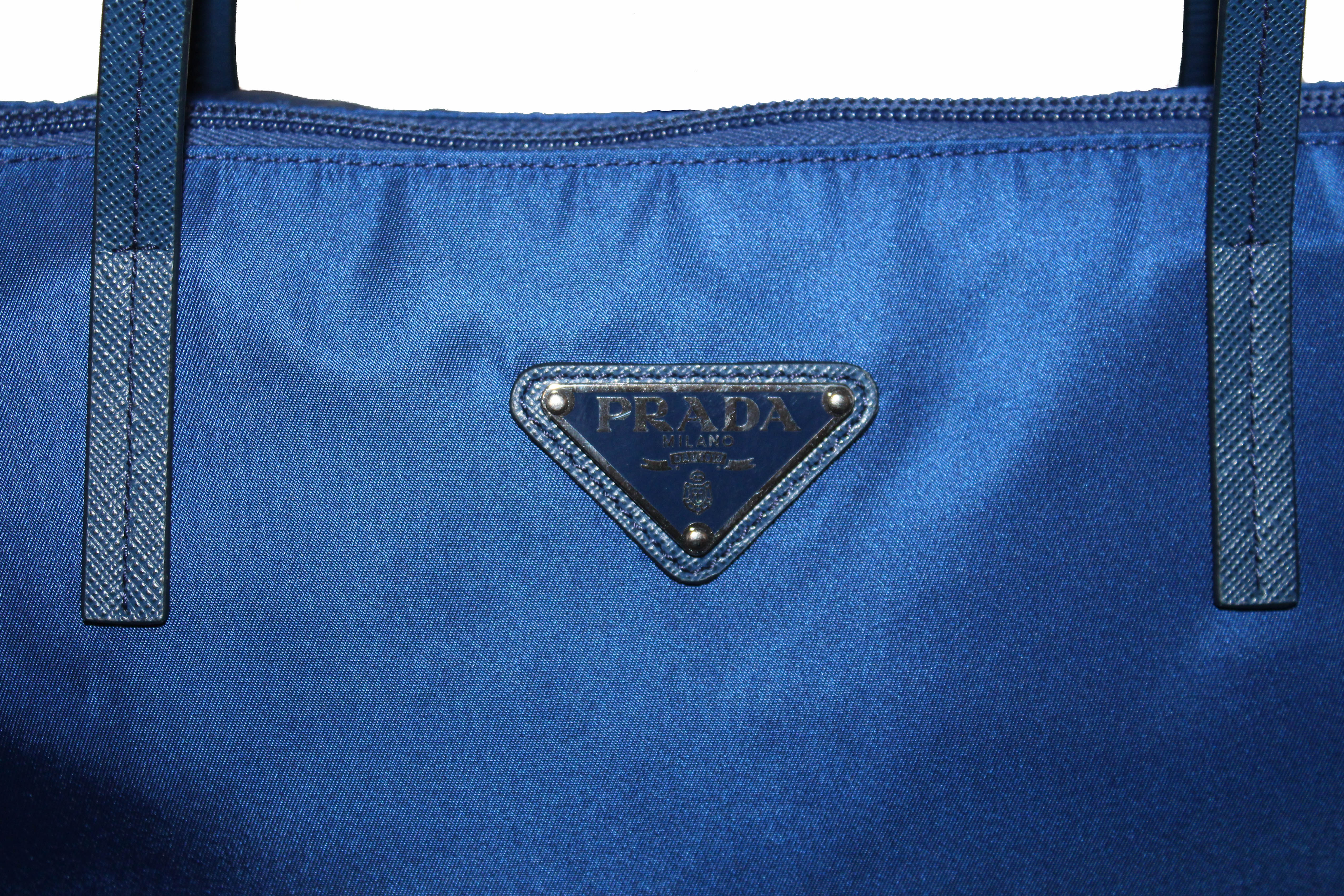 PRADA Nylon Leather Tote Bag