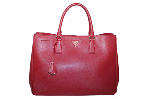 Authentic Prada Fuoco Red Saffiano Lux Leather Large Tote Bag BN1844