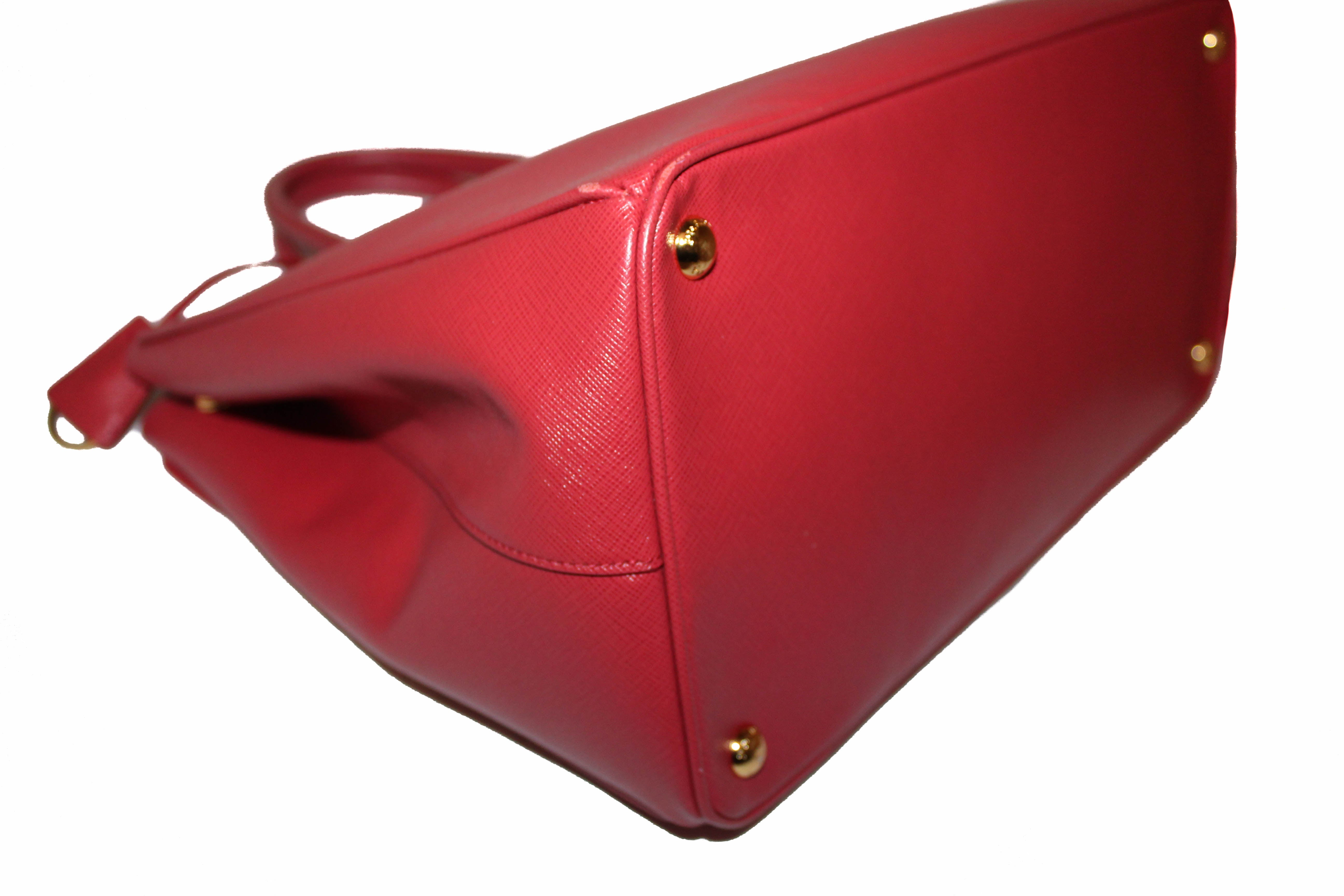 Authentic Prada Fuoco Red Saffiano Lux Leather Large Tote Bag BN1844