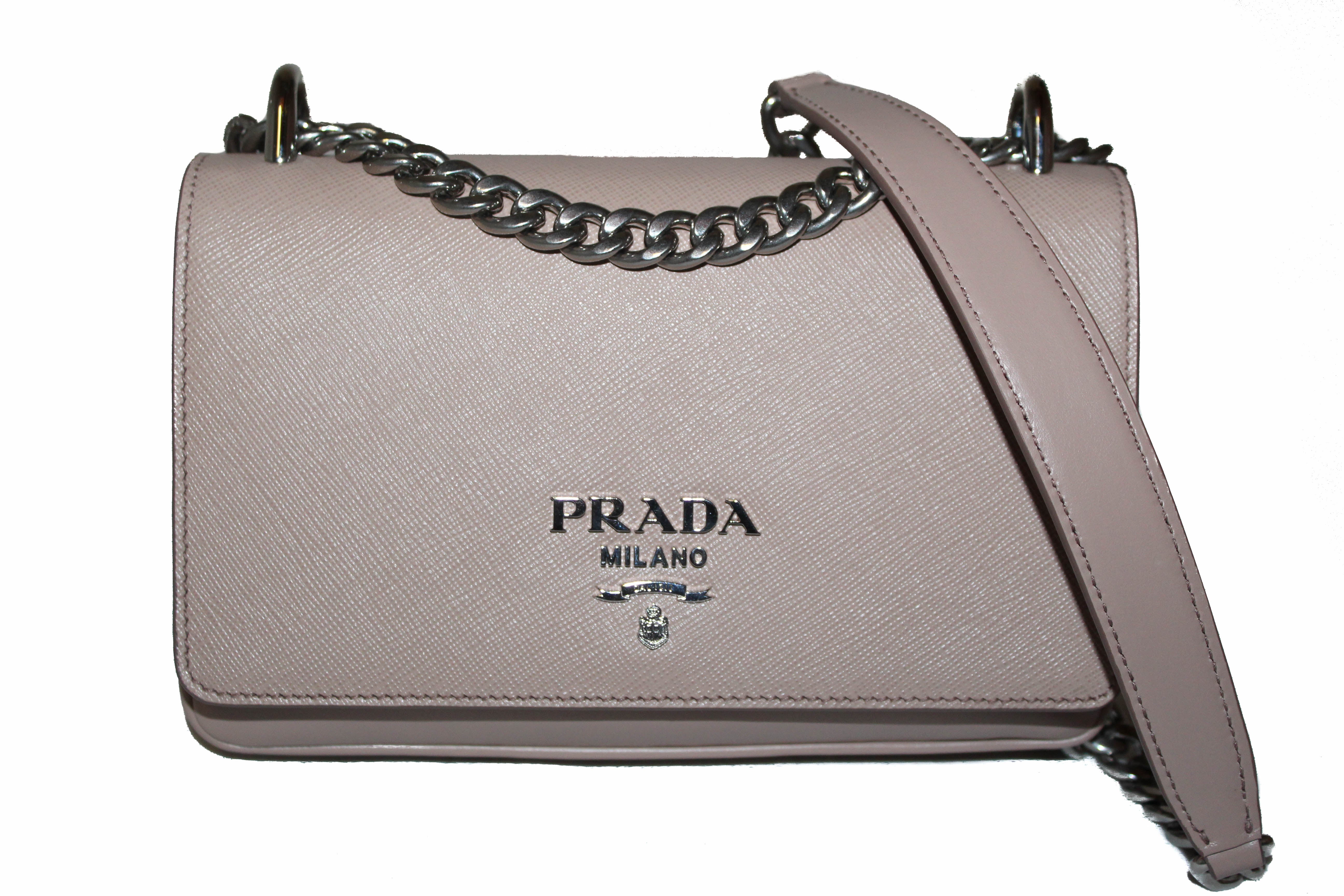 Prada Chain Flap Crossbody Bag Saffiano and Soft Calf Small at