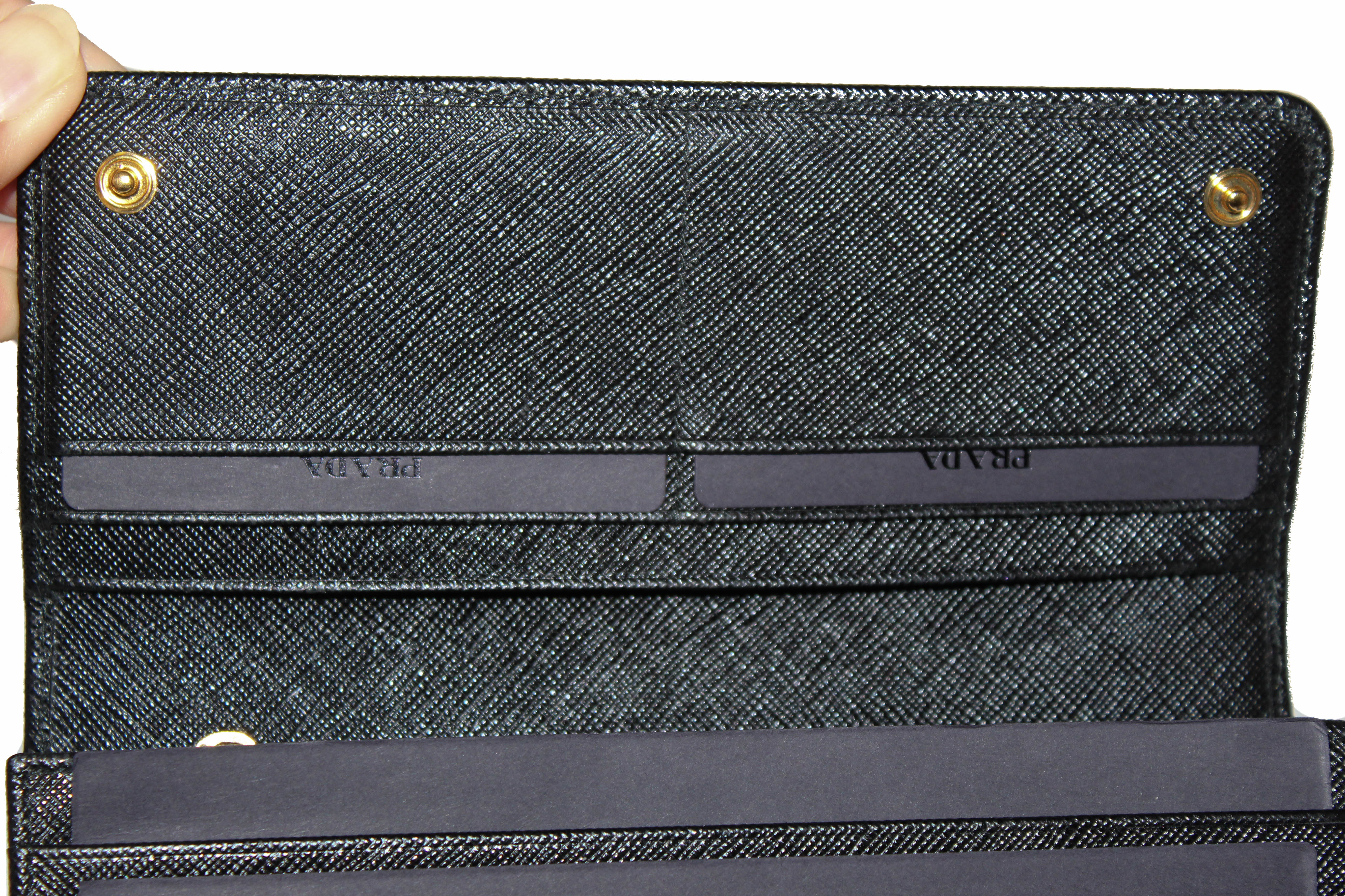 Authentic New Prada Black Saffiano Leather Long Wallet 1MH132