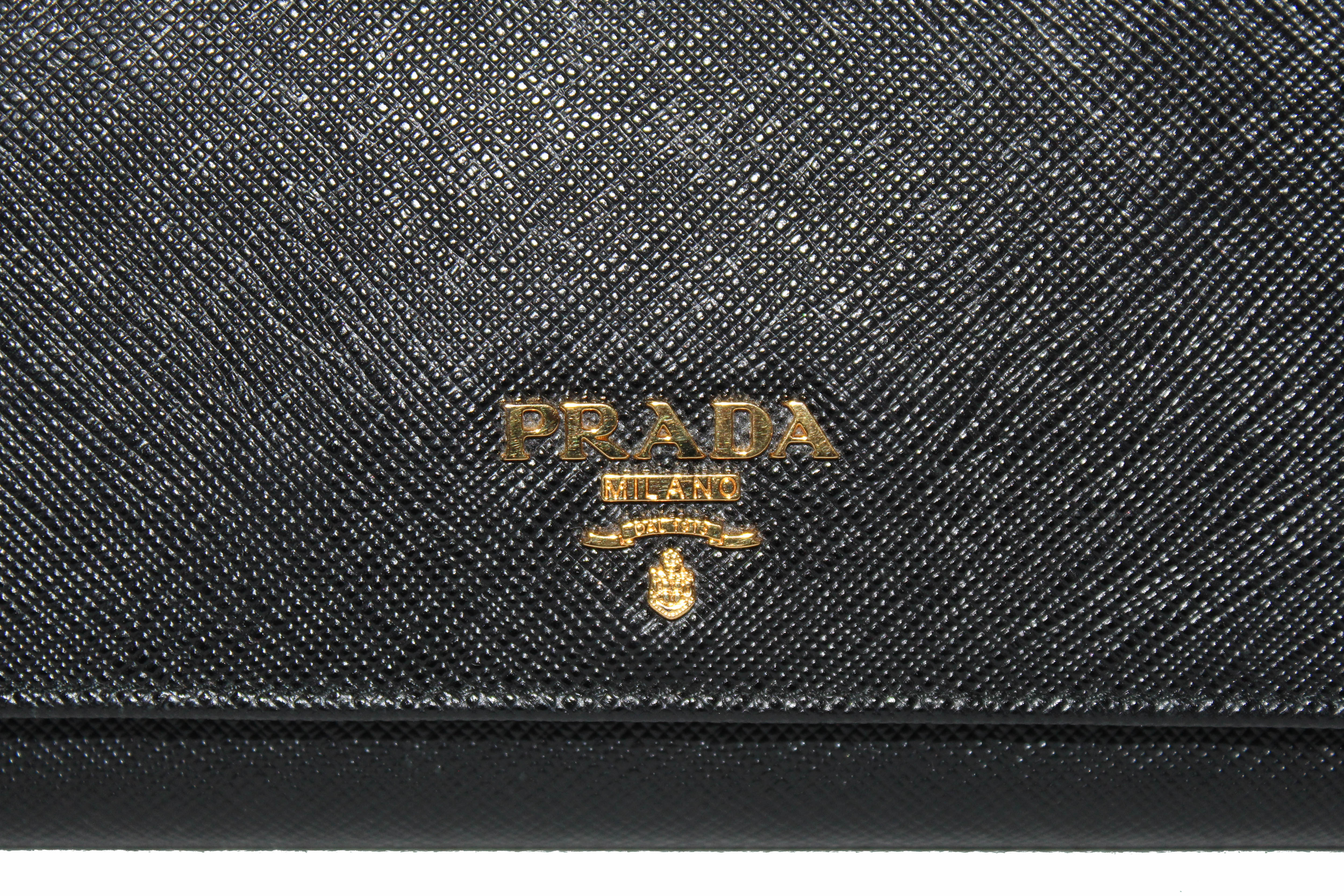 Authentic New Prada Black Saffiano Leather Long Wallet 1MH132