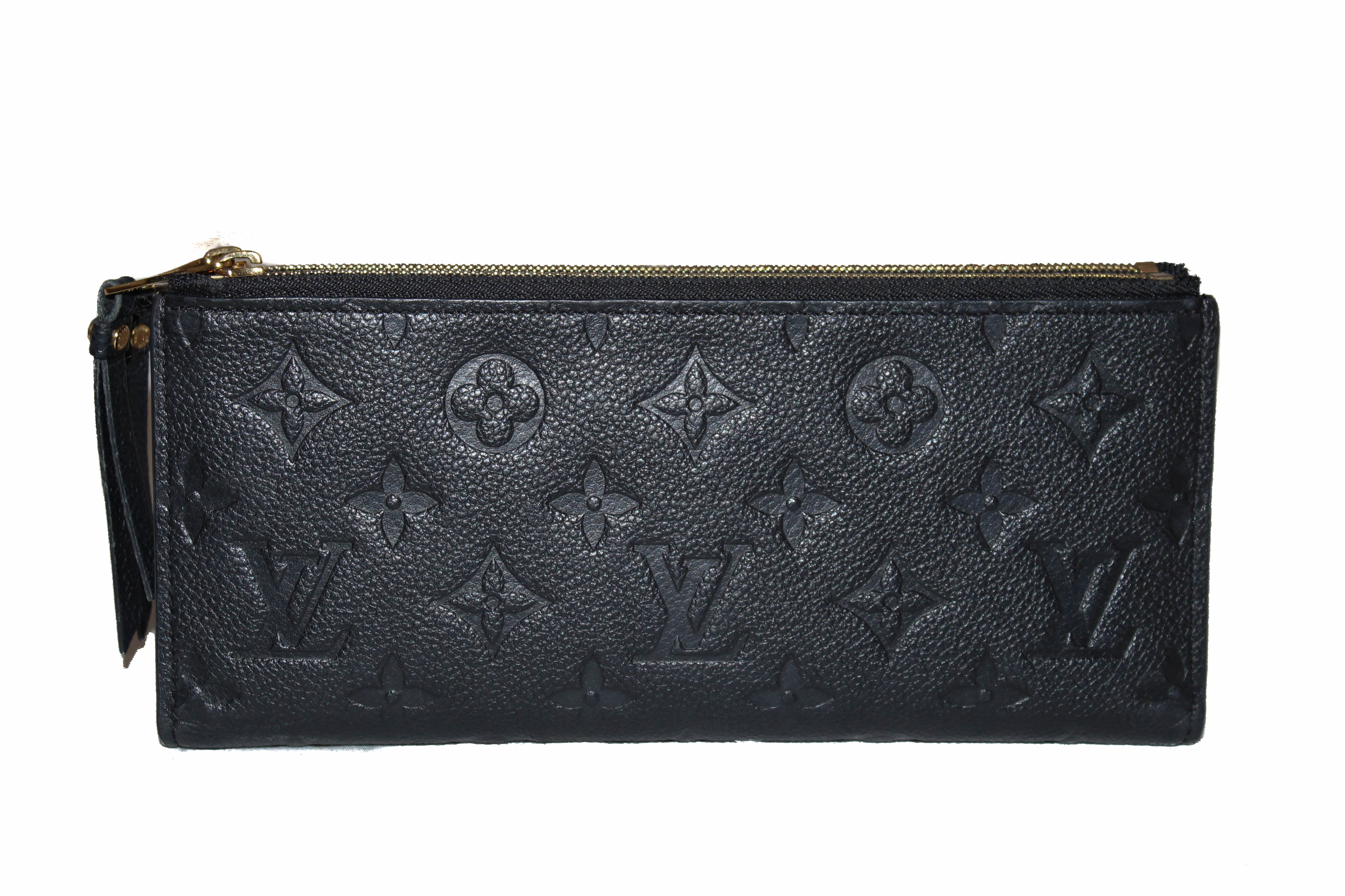 Authentic Louis Vuitton Black Monogram Empreinte Leather Adele Long Wallet
