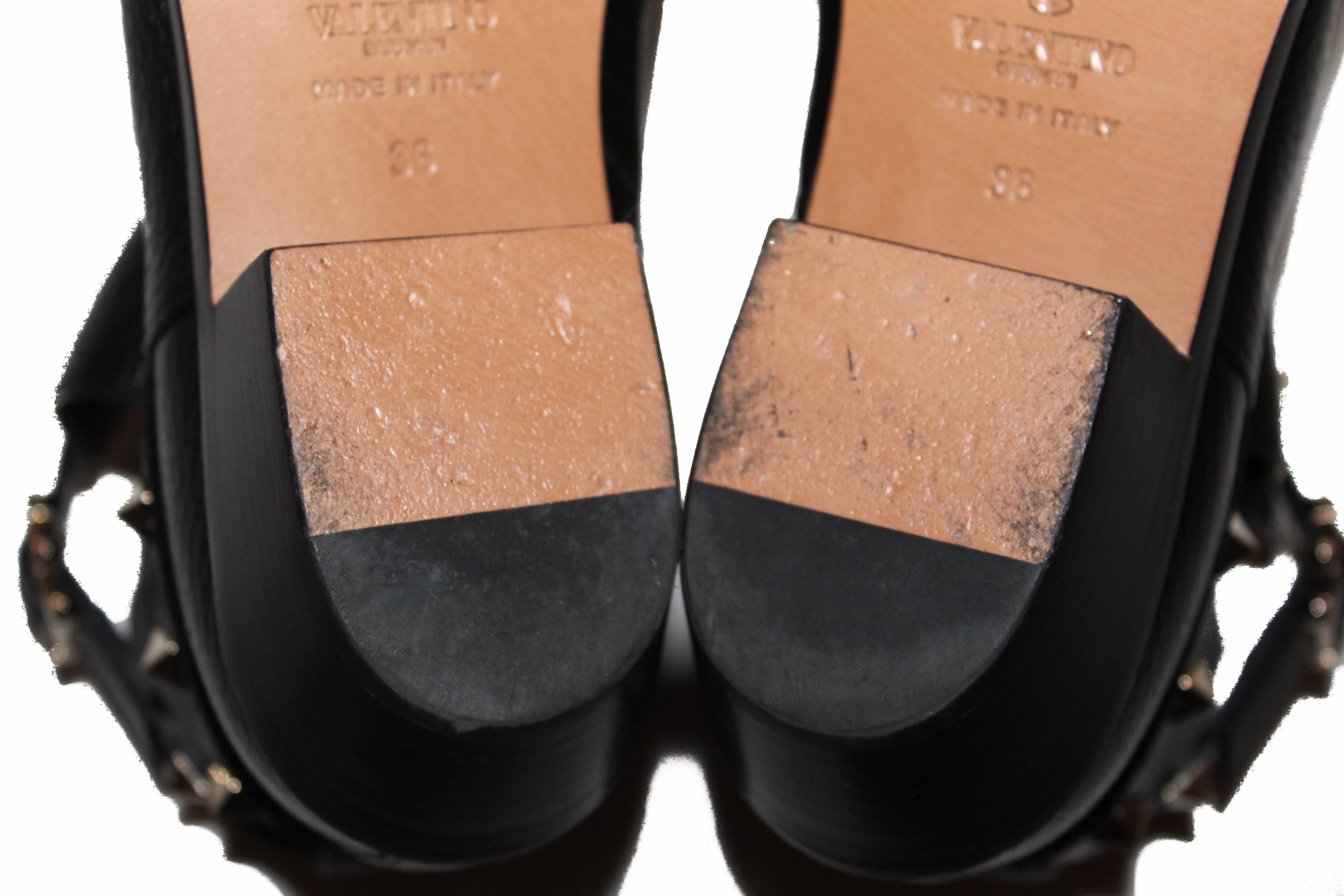 Authentic Valentino Black Leather Rockstud Grainy Calfskin Ankle Boots â Paris Station Shop