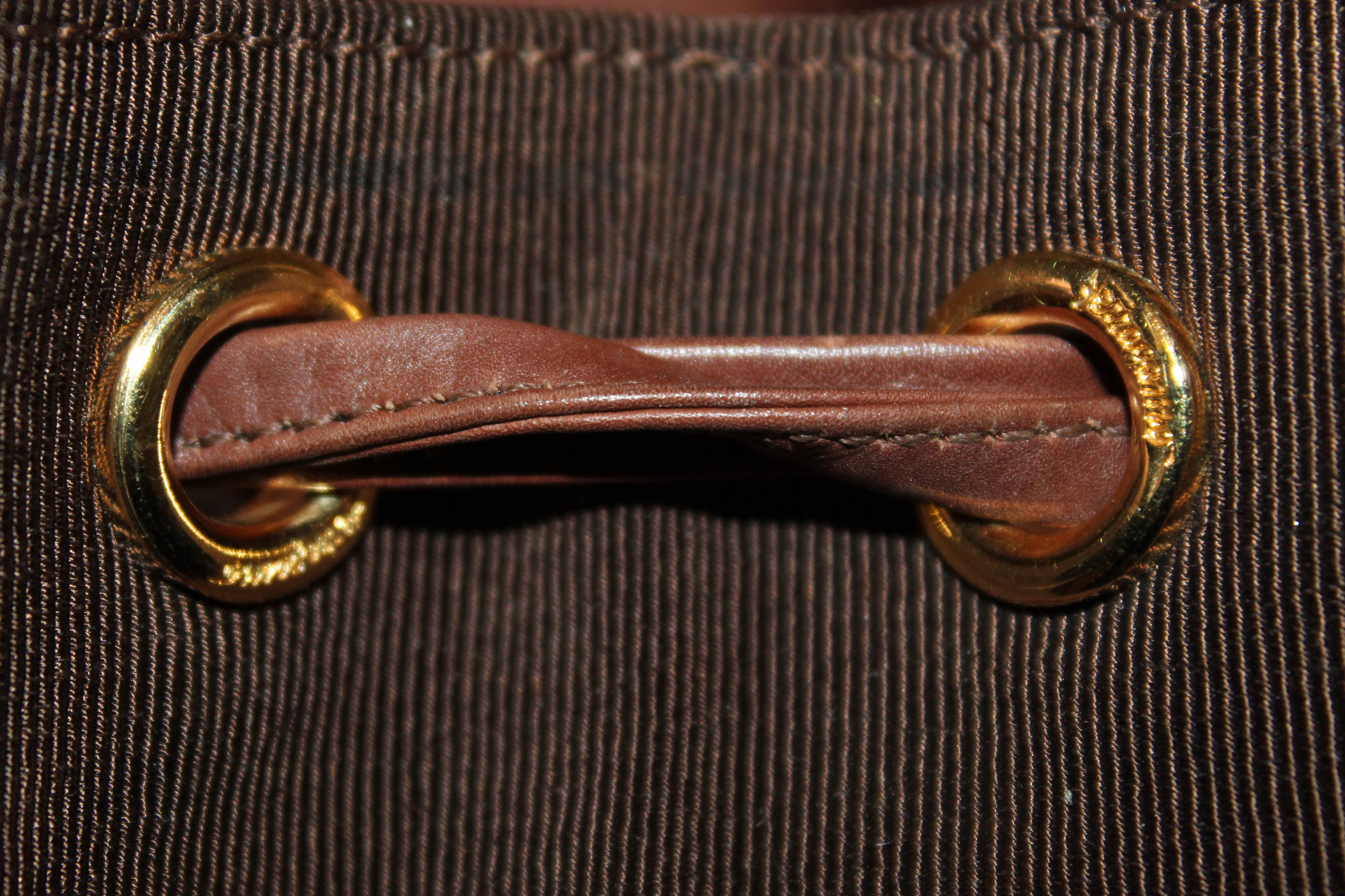 LONGCHAMP Brown Leather Vintage Drawstring Bucket Shoulder Bag 