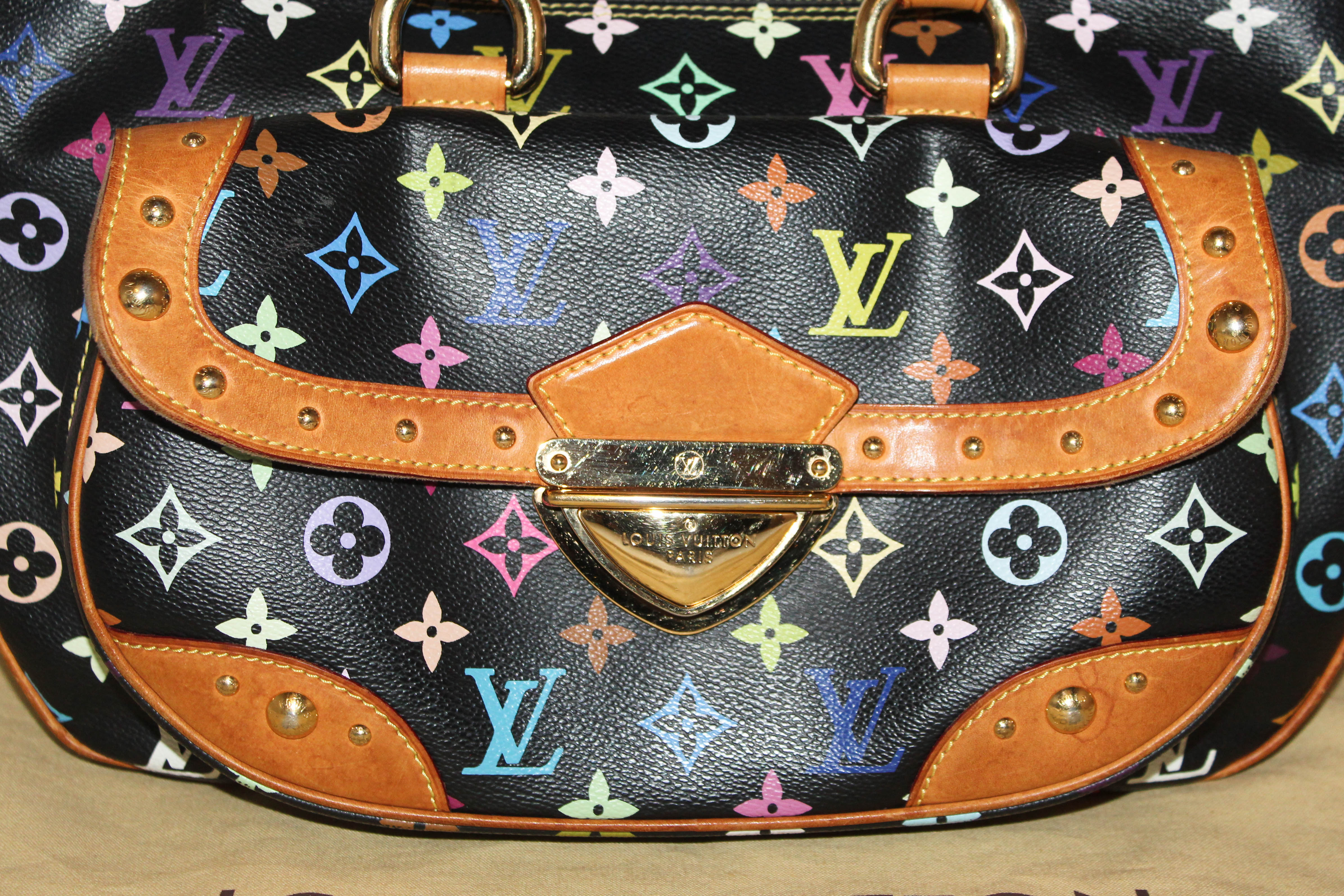 Authentic Louis Vuitton Black Multicolore Monogram Rita Hand/Shoulder Bag